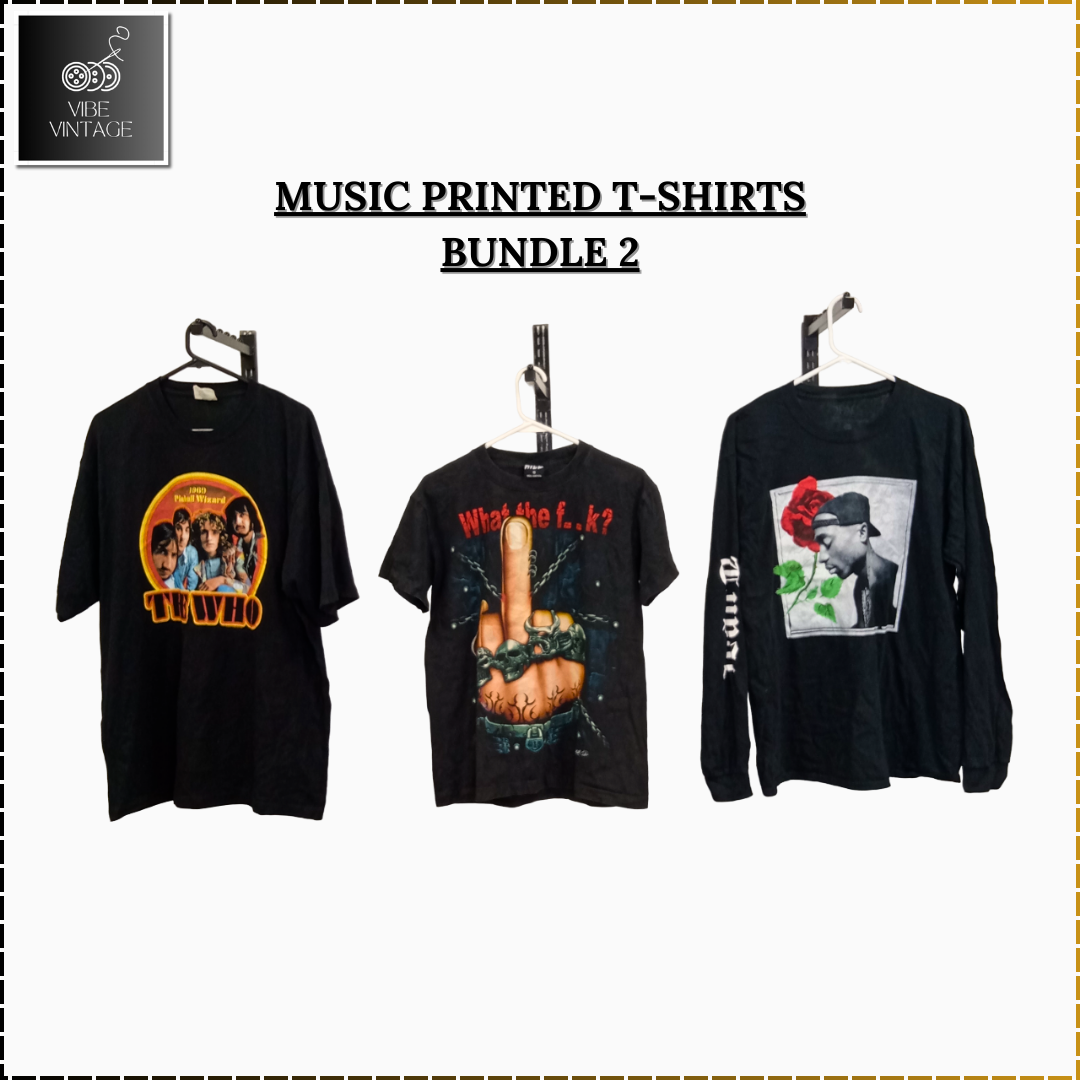 T-SHIRTS IMPRIMÉS MUSIQUE - 20 PCS (BUNDLE 2)