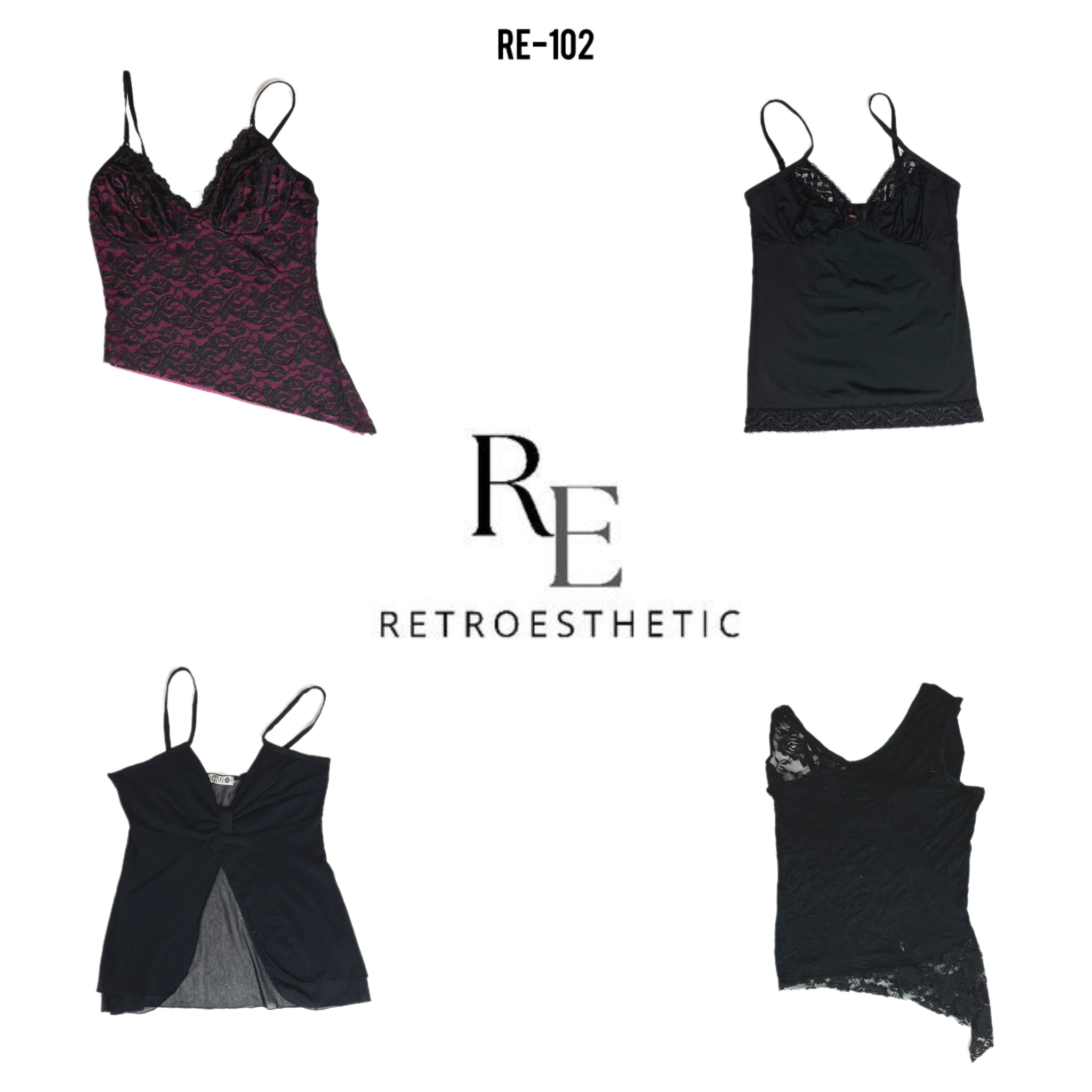 Camisoles gothiques noires Y2K (RE-102)