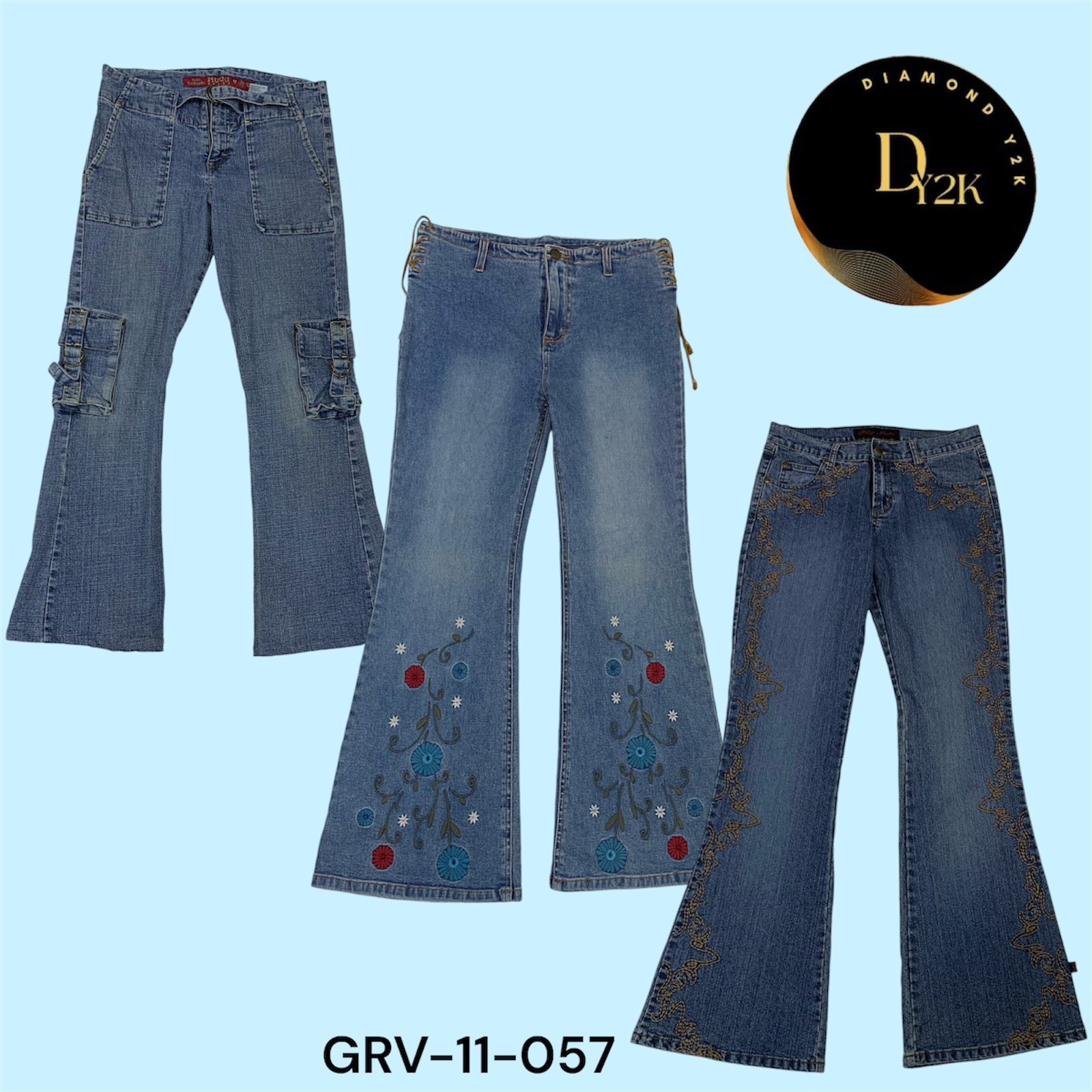 Jeans flare taille basse rétro Y2K (GRV-11-057)