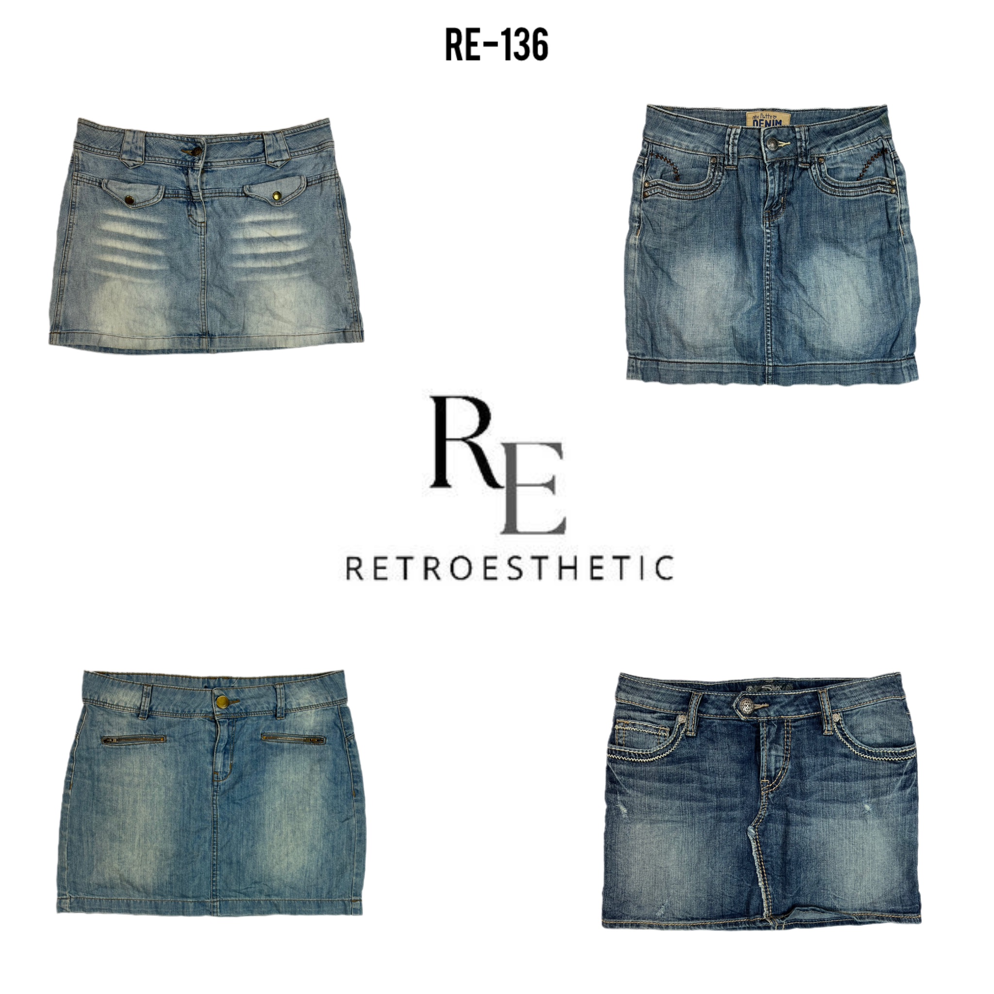 Y2K Denim Unique Mini Skirts (RE-136)