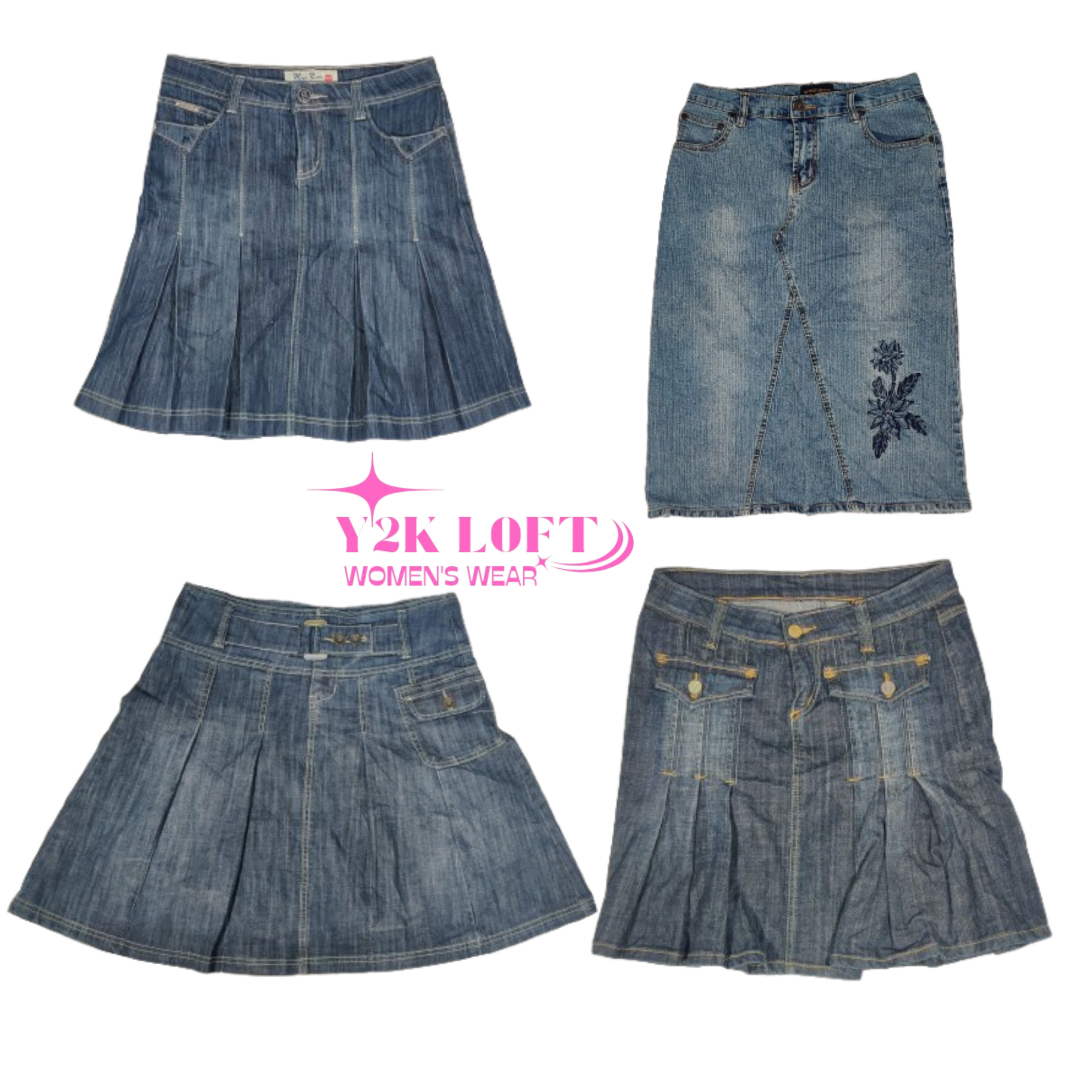 Y2K Cyber Girl Era Denim Midi Skirt