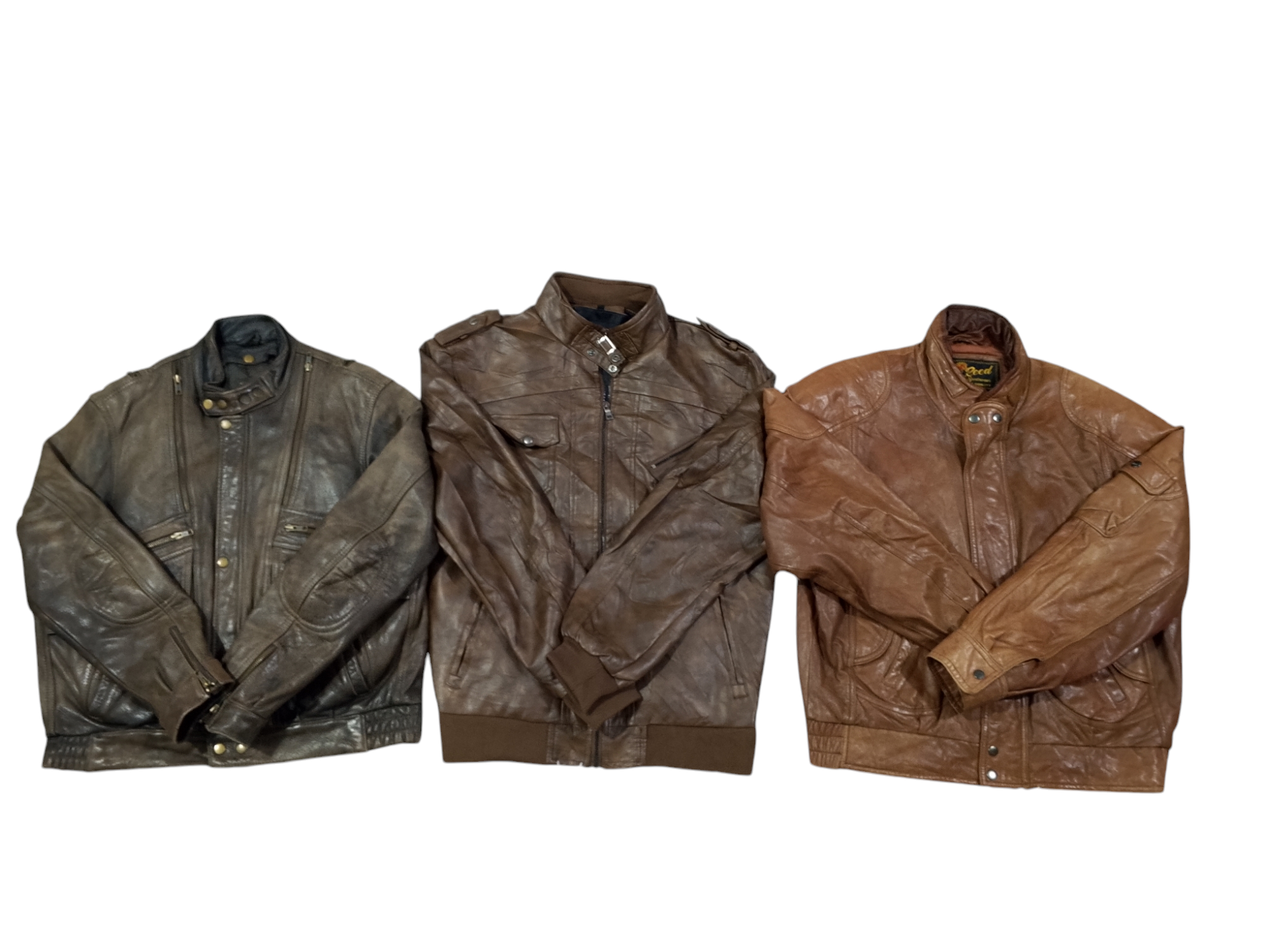 90er Leder Farb Bomberjacke Mix - 9 Stück