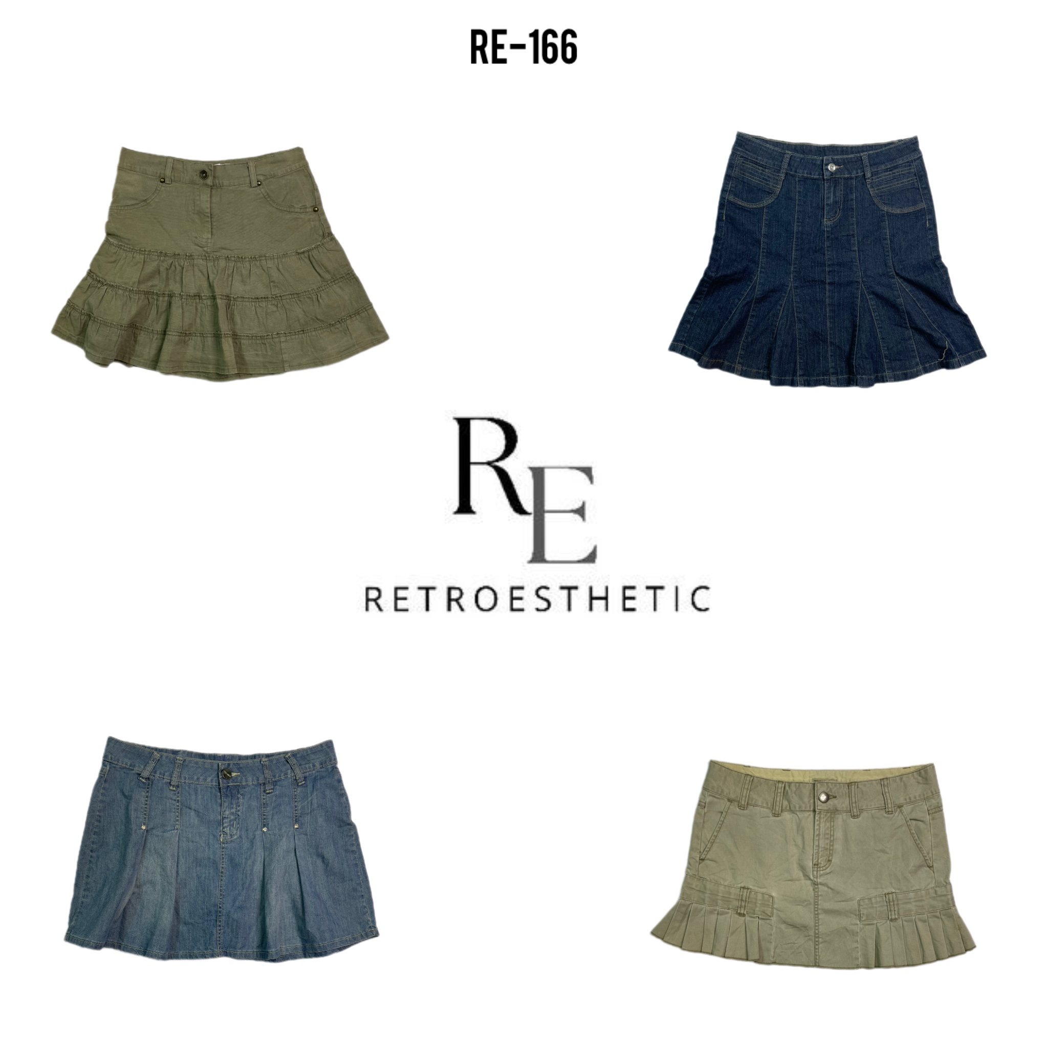 Y2K Denim Mini Plated Skirts (RE-166)