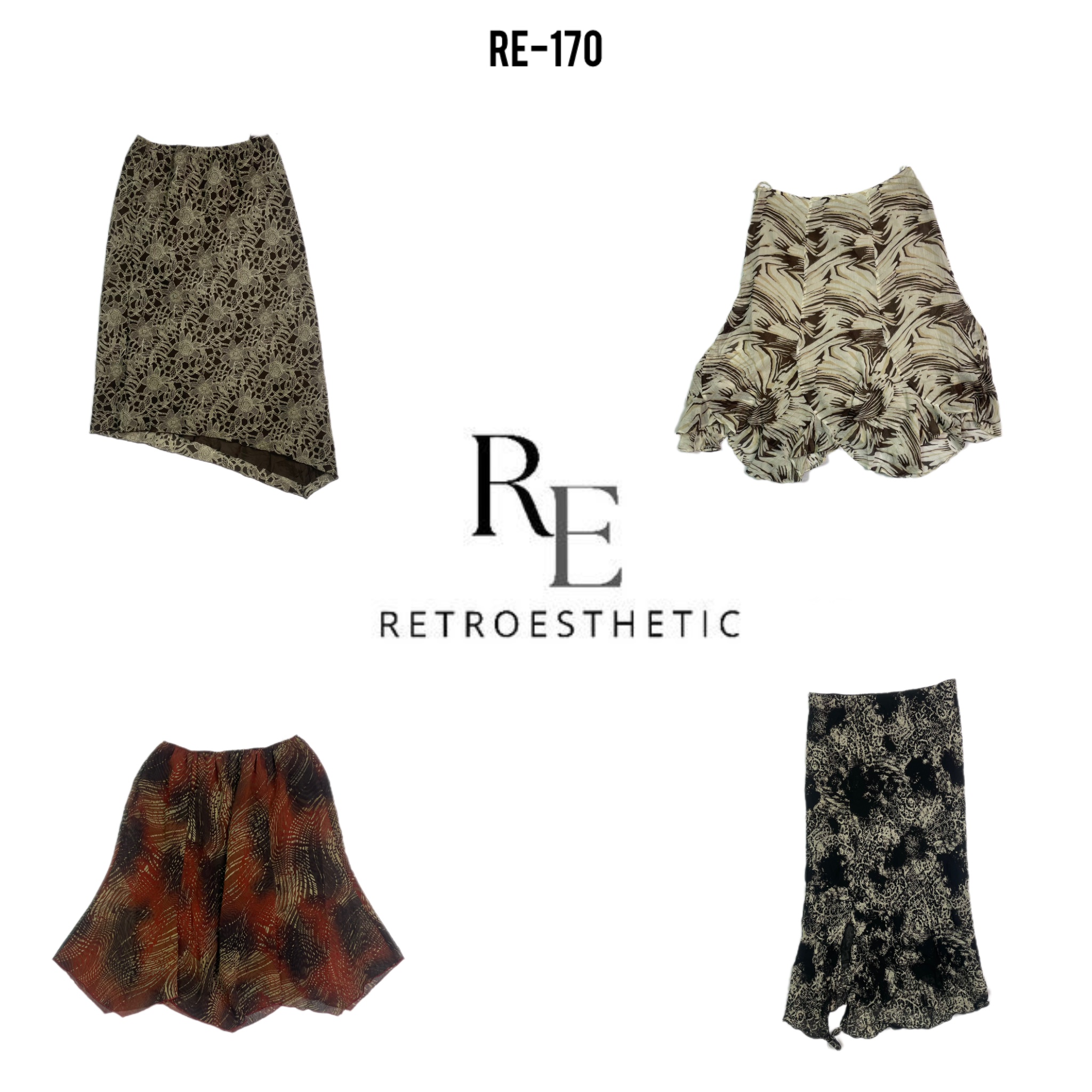 Y2K Earthy Tone Poly Skirts (RE-170)