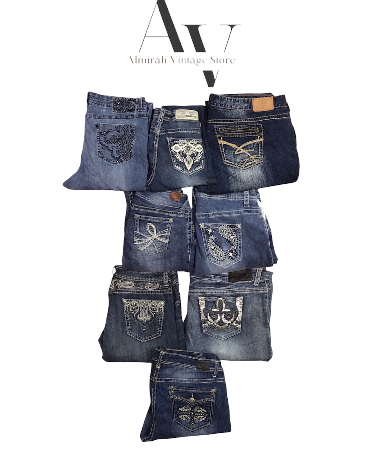 Jeans évasés mélange de marques 30 pcs