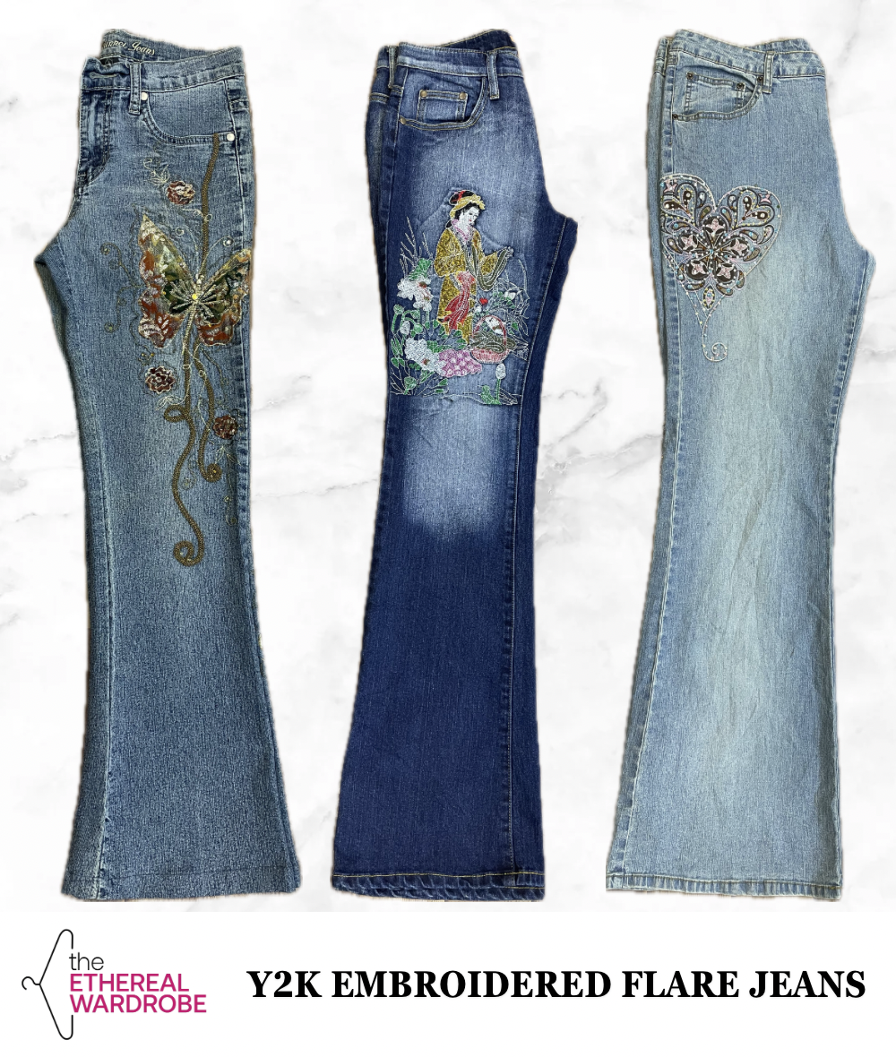 Y2K Embroidered Bell bottom / Flared jeans