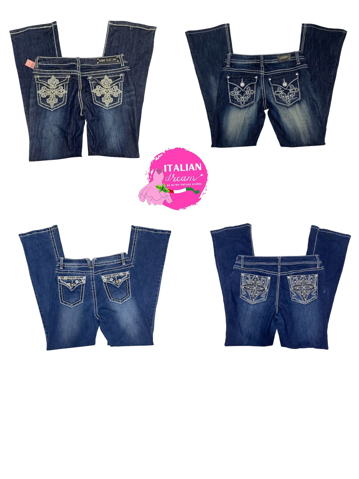 Low rise and back Embellished Y2K Jeans