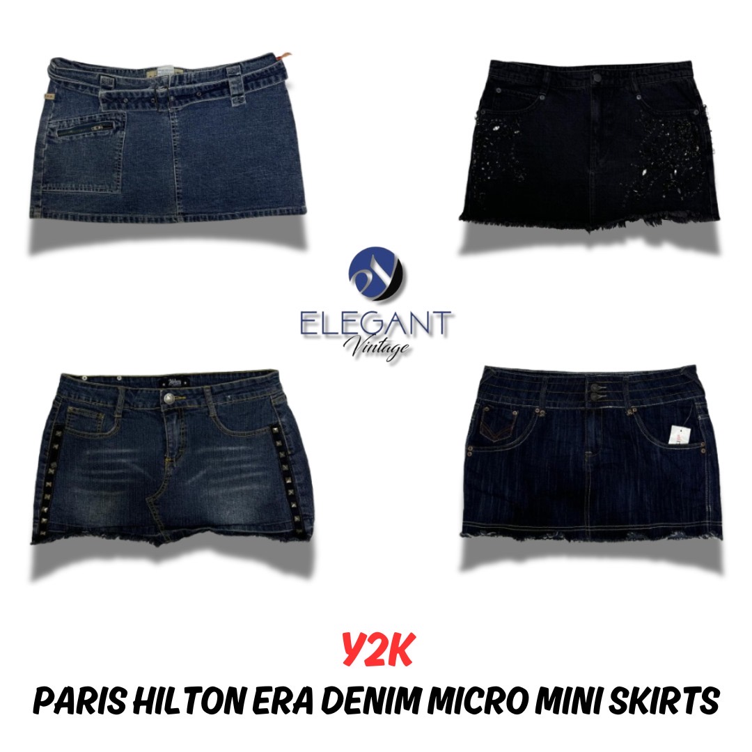 Y2K Paris Hilton Era Denim Micro Mini Skirts - 12 pieces - EV0008