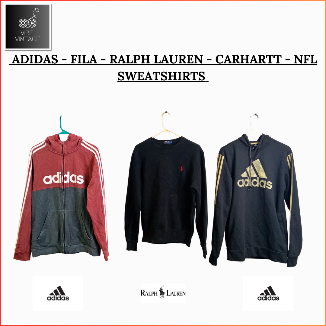 ADIDAS - FILA - RALPH LAUREN - CARHARTT - NFL SWEATSHIRTS - 30 PCS