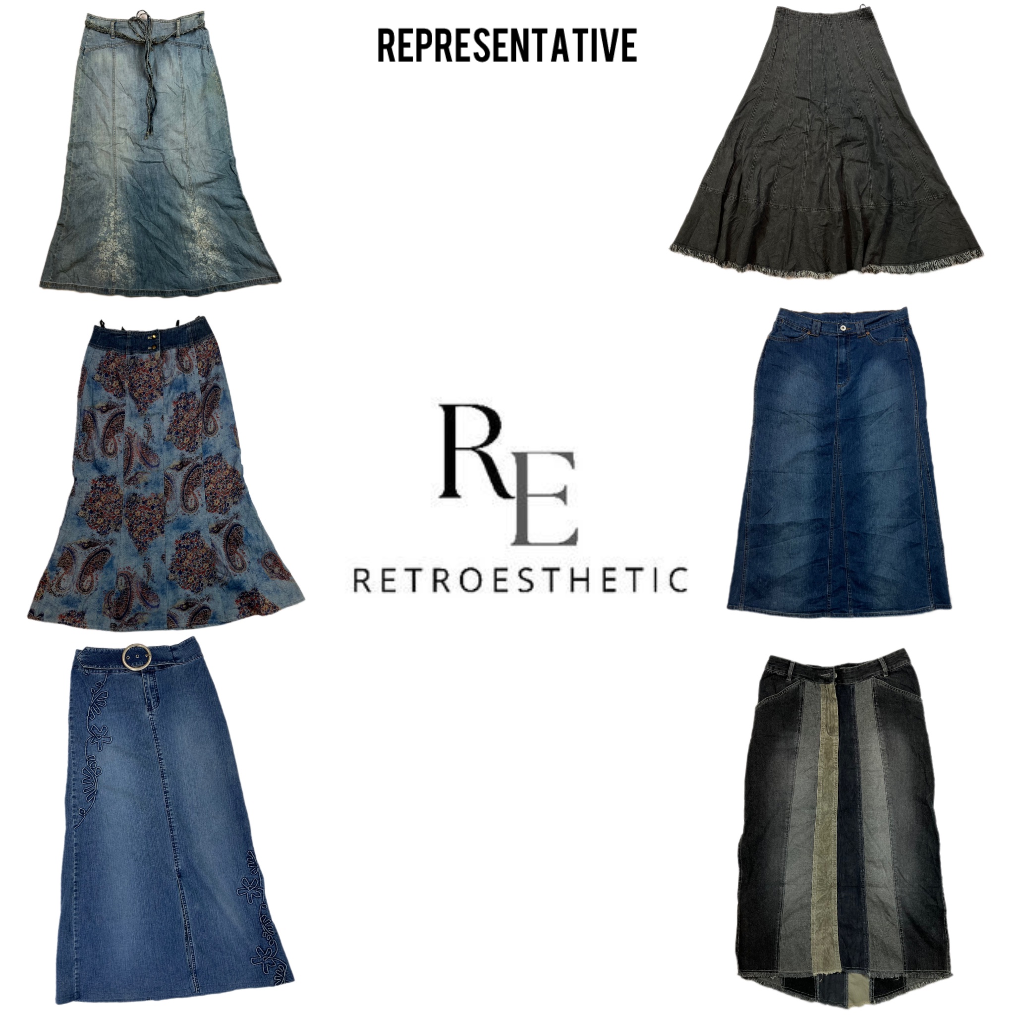 Y2K Denim Maxi Skirts 100 Pieces (REP-012)