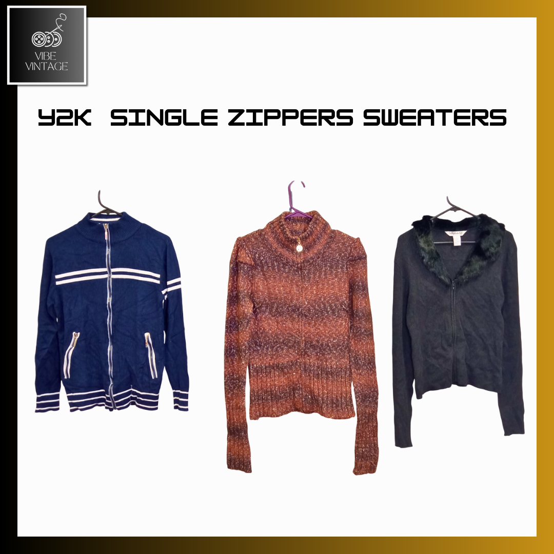 Y2K SINGLE ZIPPERS SWEATERS - 10 PCS