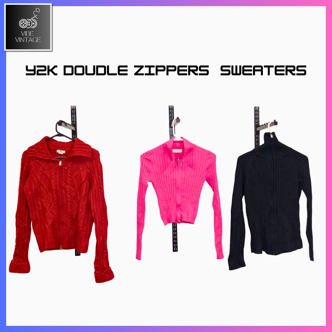 Y2K DOUBLE ZIPPERS SWEATERS - 10 PCS