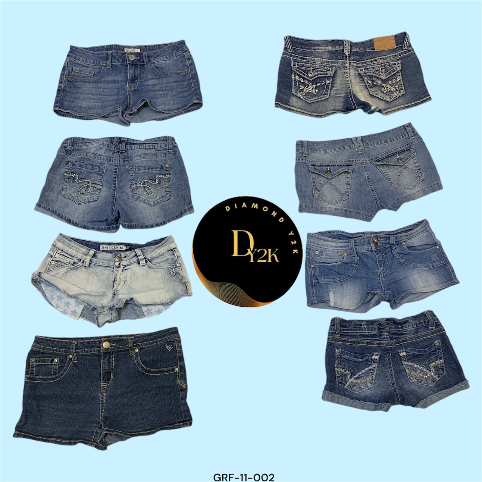 Retro Y2K Low-Rise Denim Mini Shorts (GRF-11-002)