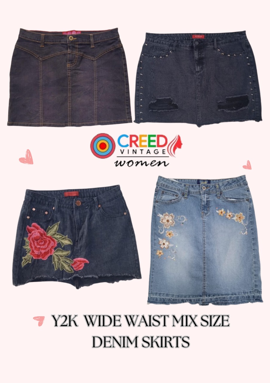 CR2797 Jupe en Jean Mixte Y2K Tailles Variées - 12 Pcs