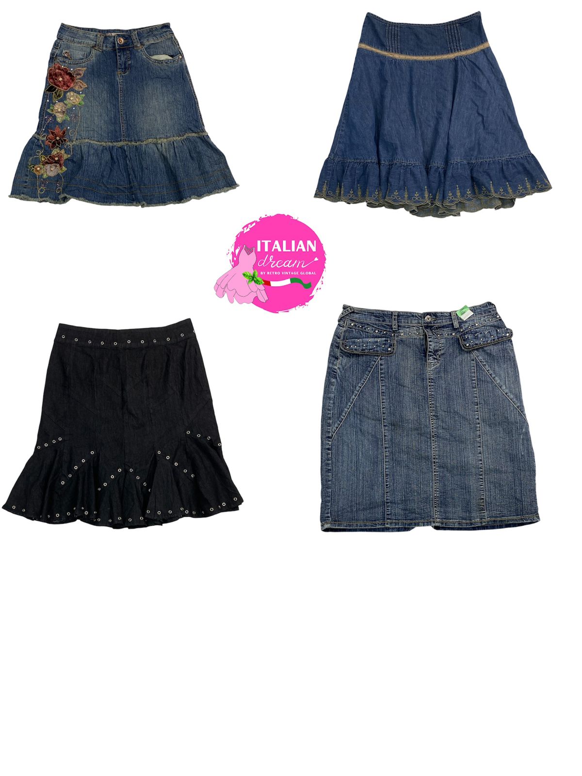 Jupes en denim midi embellies uniques Y2K