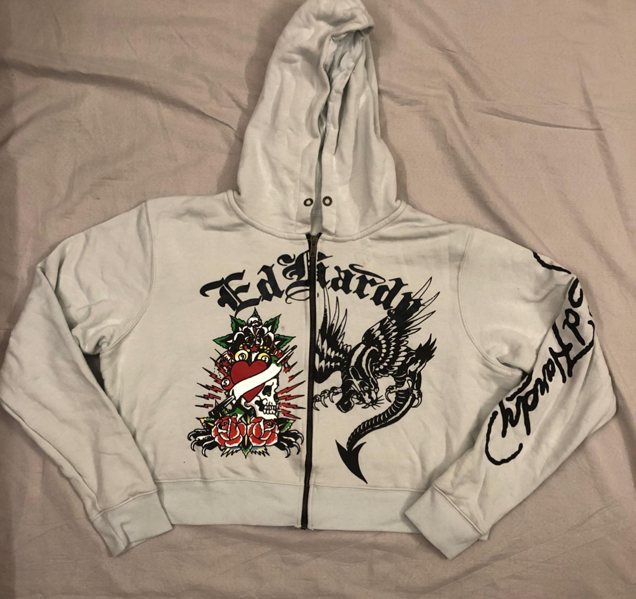 ED Hardy Femmes Sweat à Capuche Zippé Courts - Neuf Invendu / Stock Mort