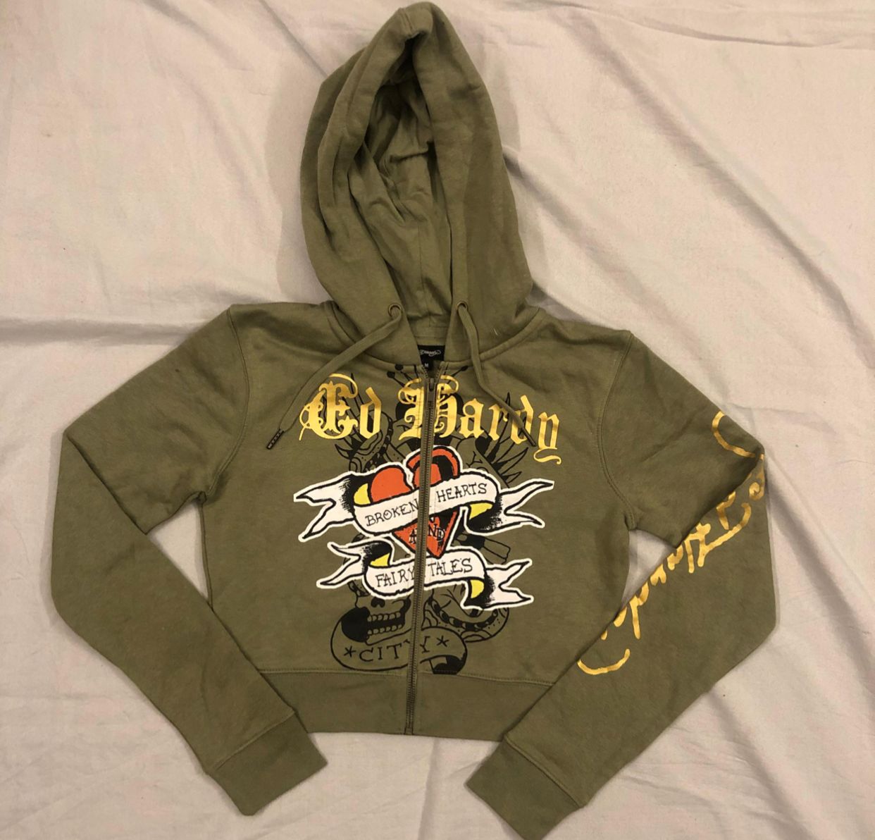 ED Hardy Femmes Sweat à Capuche Zippé Courts - Neuf Invendu / Stock Mort