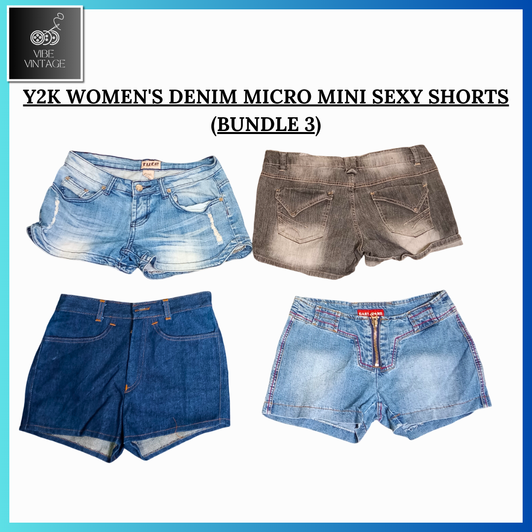 Y2K SHORTS EN DENIM MICRO MINI SEXY POUR FEMMES - 10 PCS (BUNDLE 3)