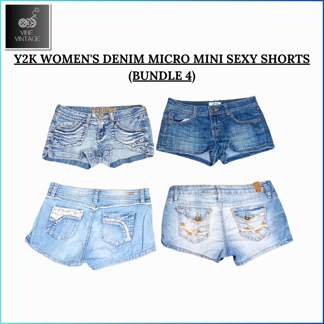 Y2K WOMEN'S DENIM MICRO MINI SEXY SHORTS - 10 PCS (BUNDLE 4)