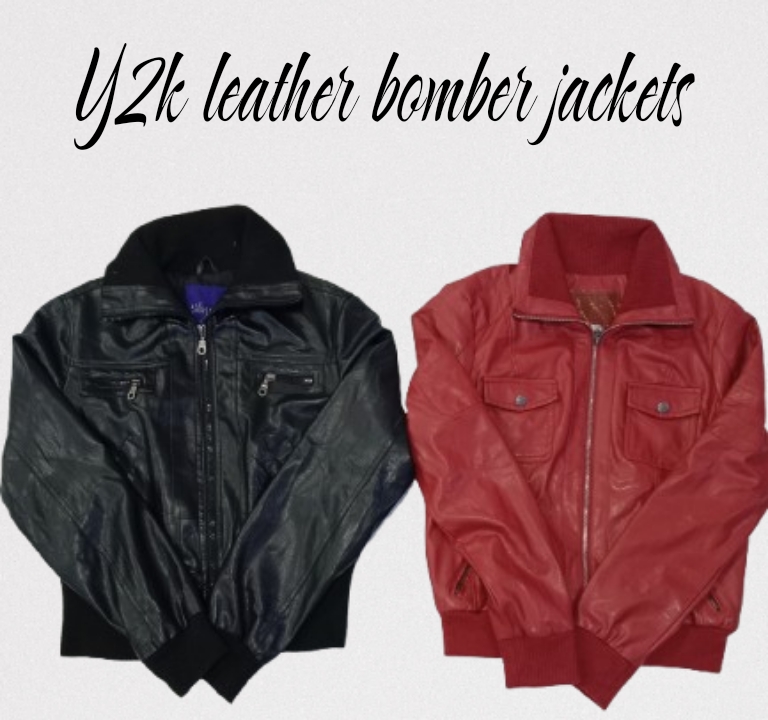 Y2k leather bomber jackets