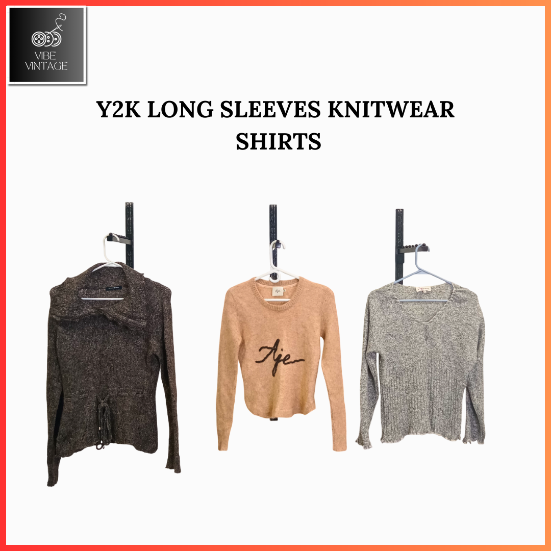 Y2K CHANDAILS À MANCHES LONGUES EN TRICOT - 10 PCS