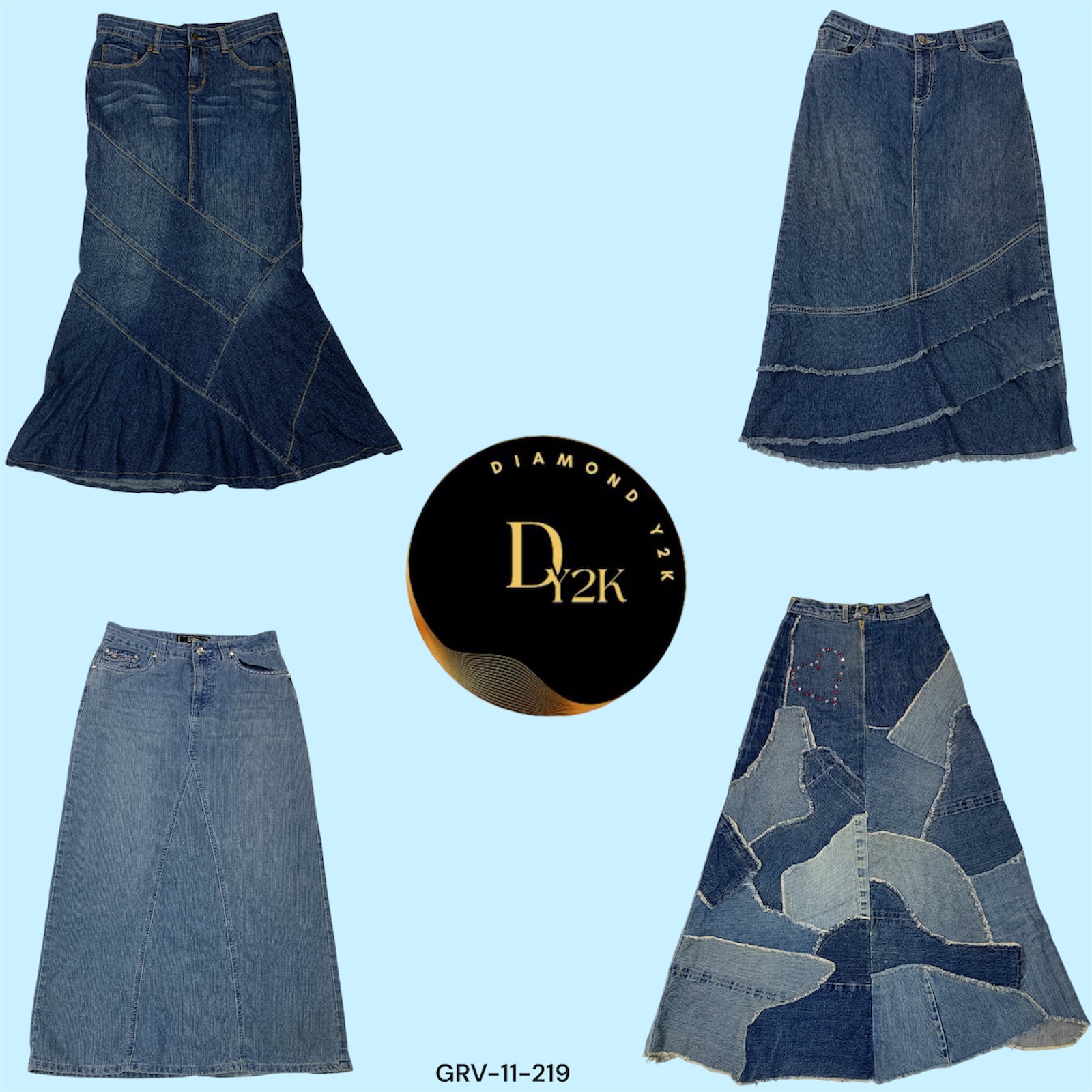 Y2K Denim Long Skirts 50 pieces