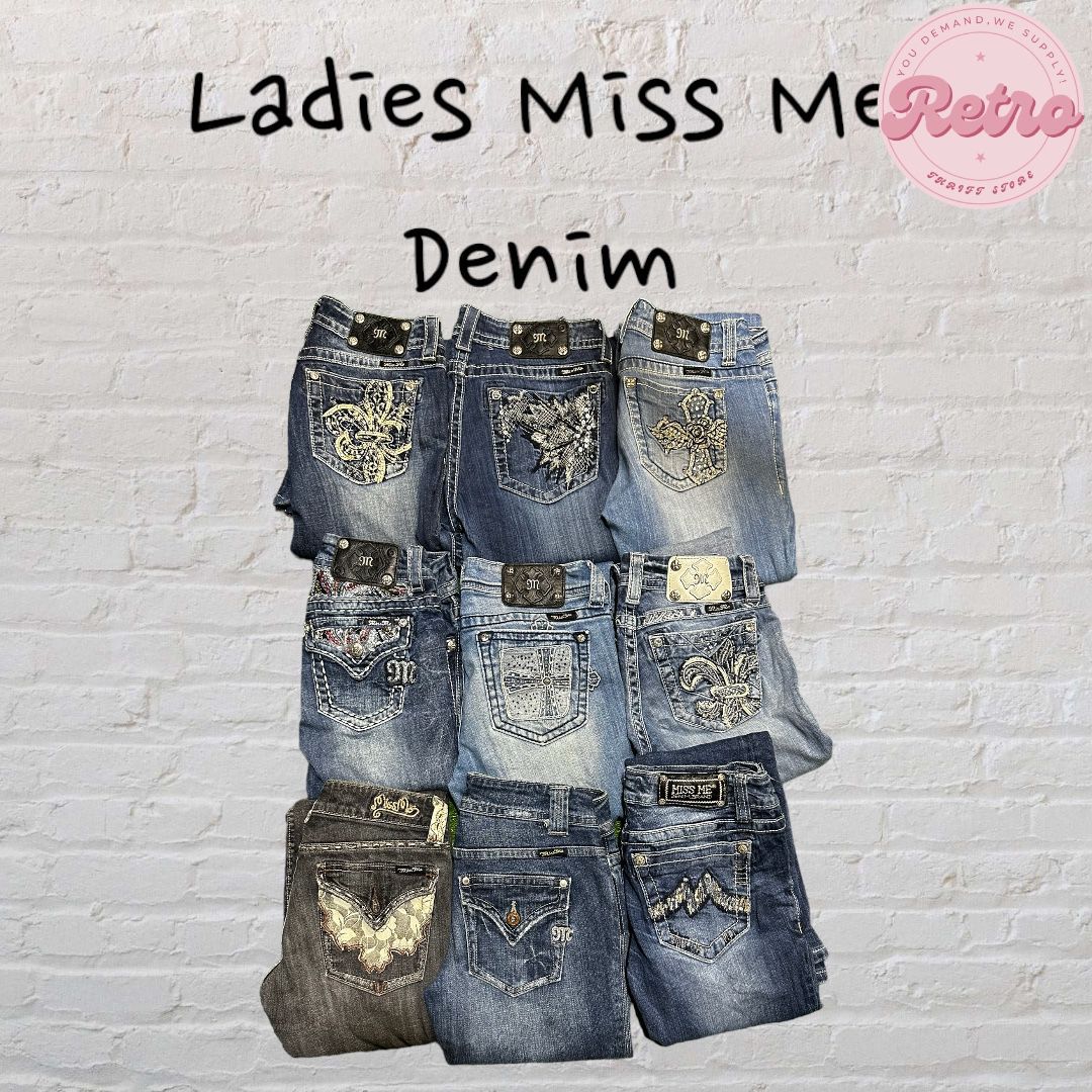 Vintage Damen Miss Me verziertes Denim: 11 Stück