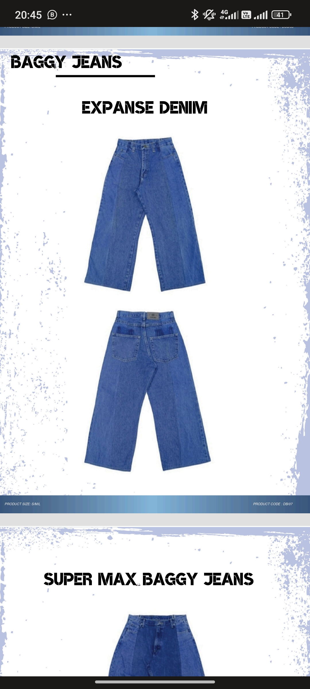 Pacote de 100 peças de Jeans Baggy Reestilizado