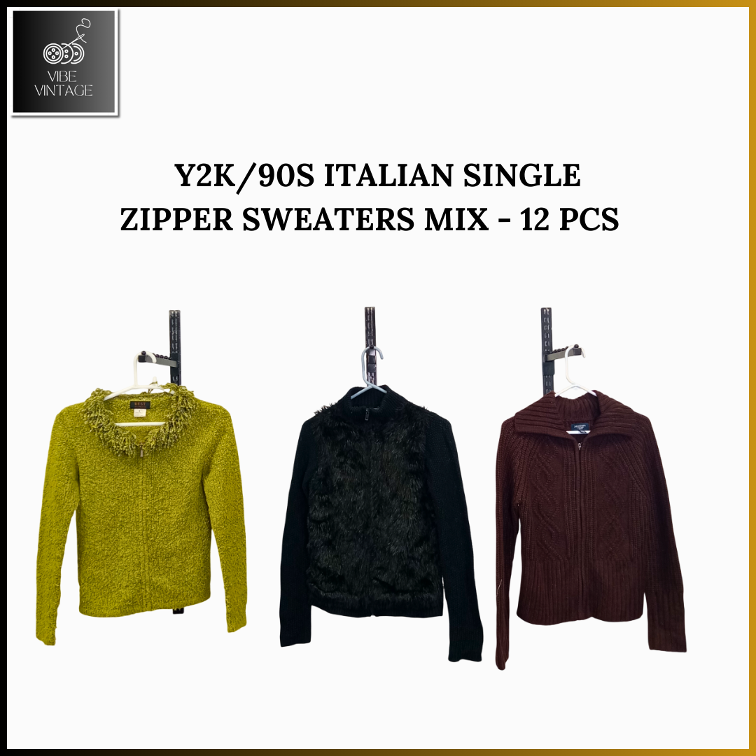 Y2K ITLIAN SINGLE ZIPPER SWEATERS MIX - 12 PCS