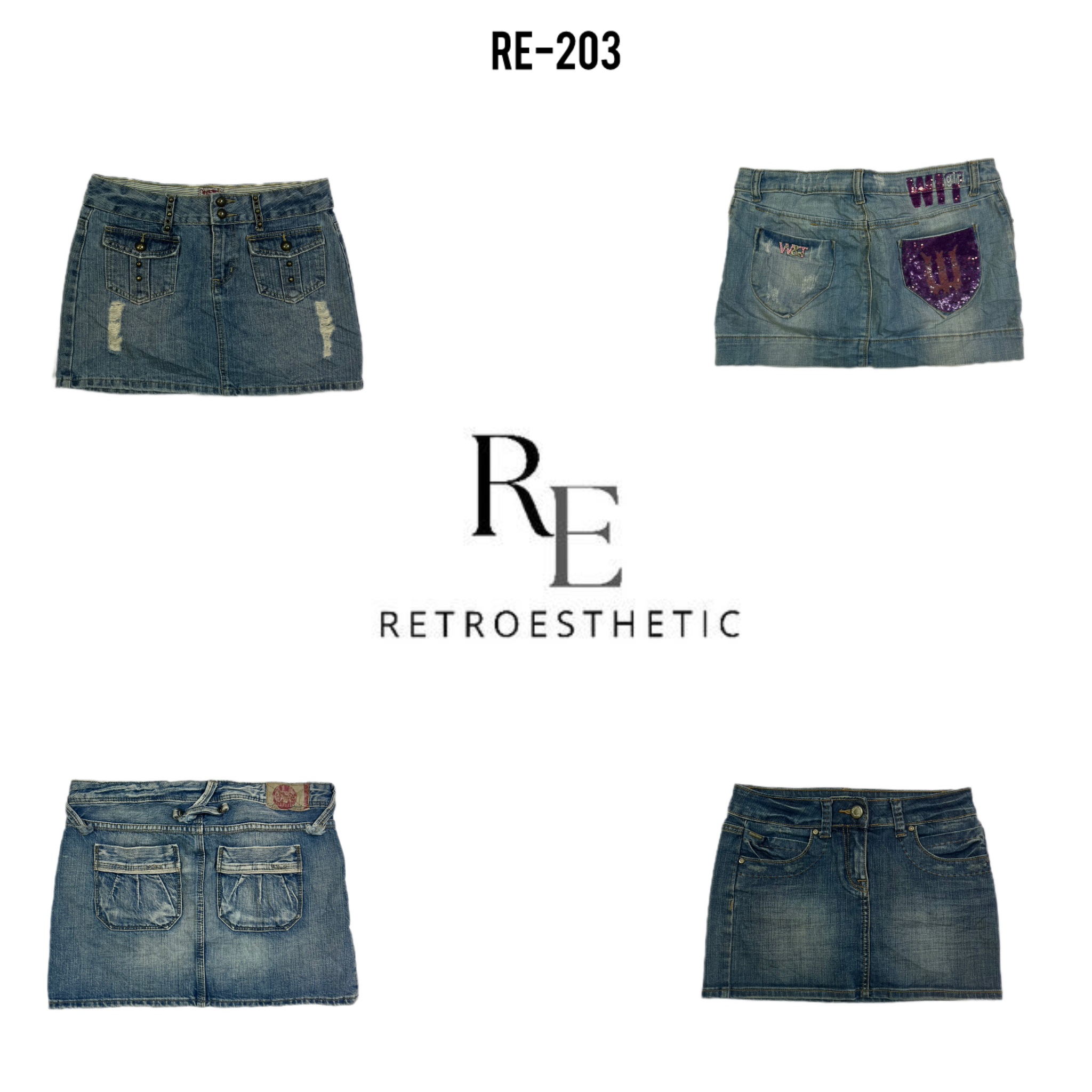 Y2K Denim Micro Mini Skirts (RE-203)