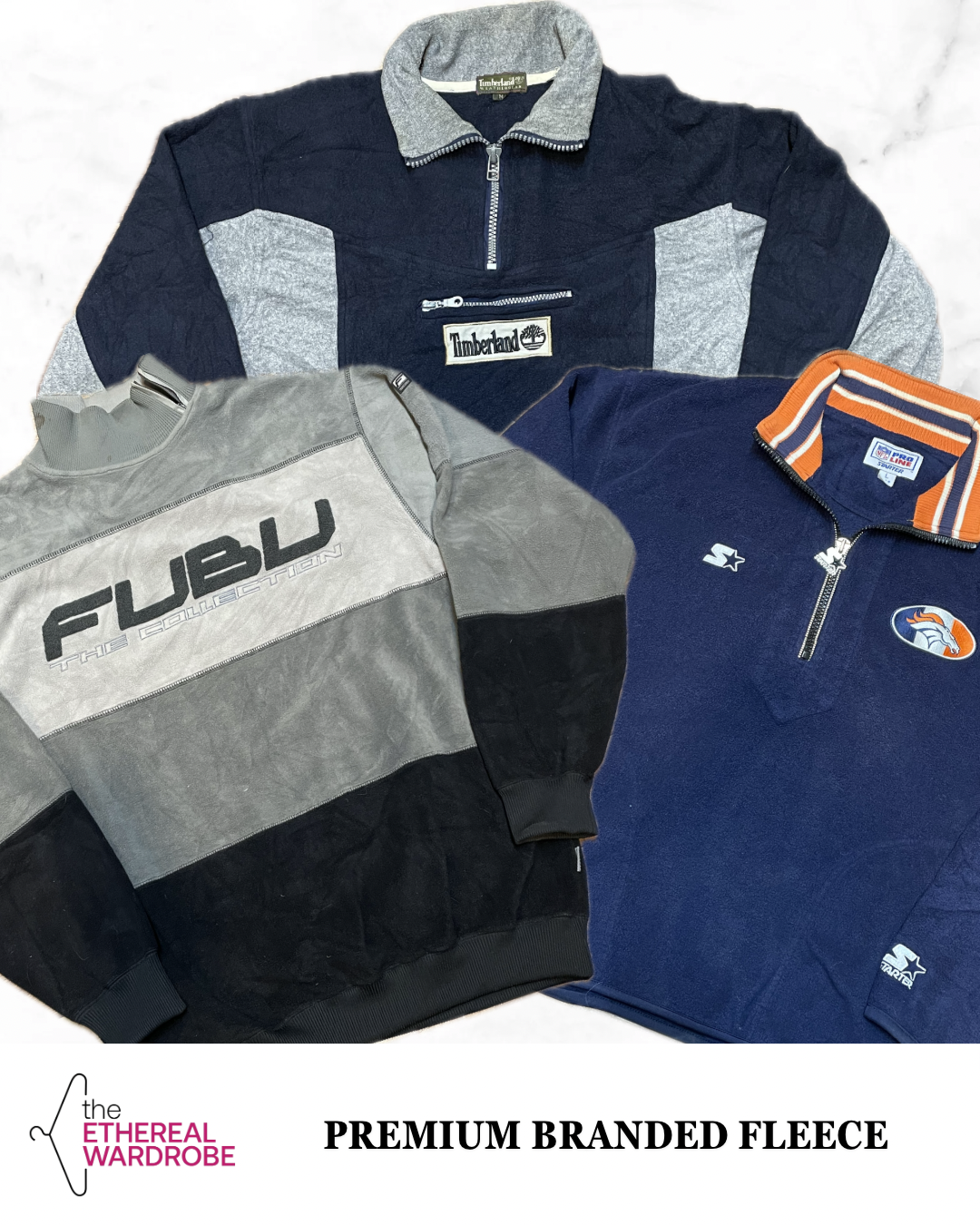 Fleece de marques premium incluant Fubu, Oakley, ACG, Polo RL et d'autres marques 38 pièces.