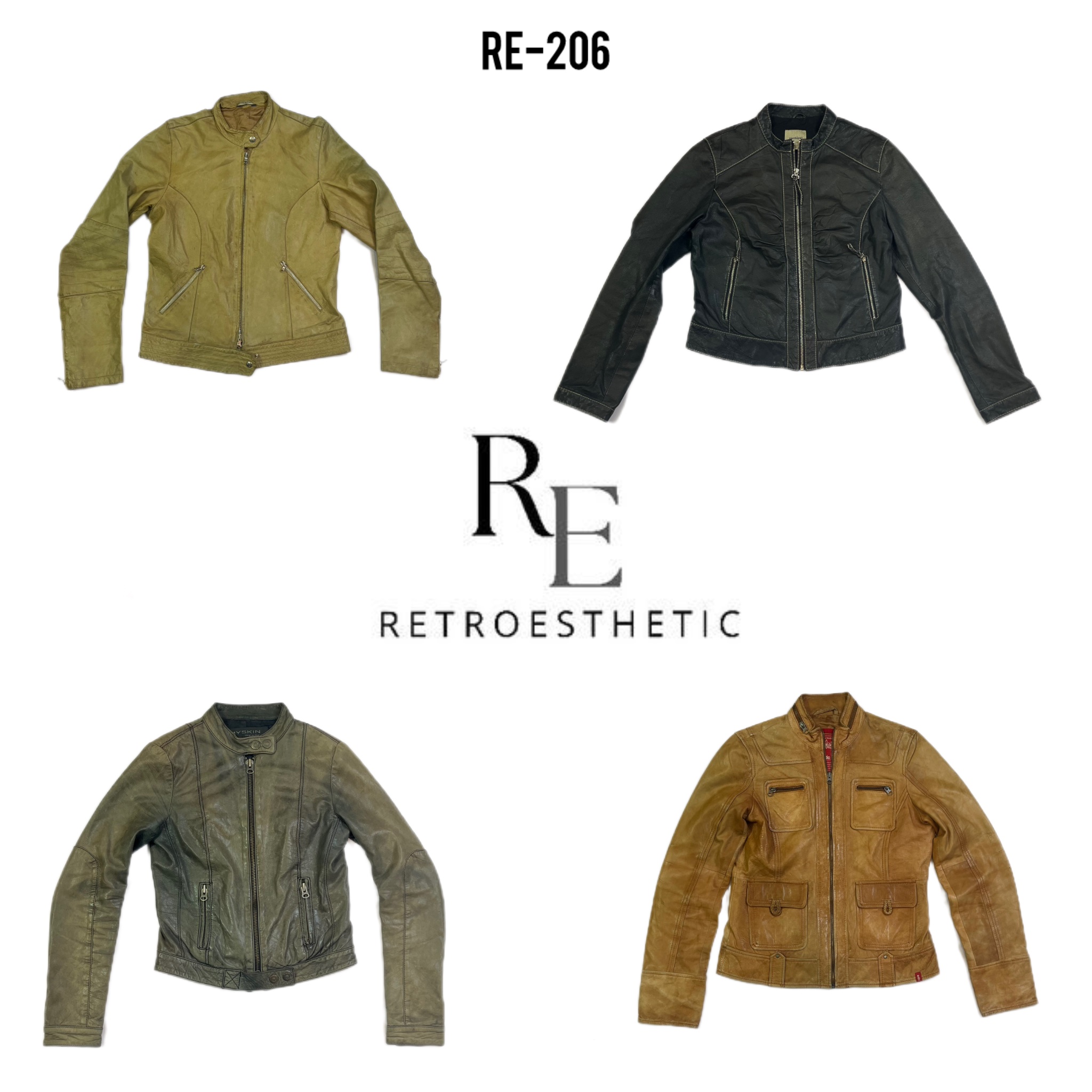 Veste en cuir Y2K 90/s Structure (RE-206)