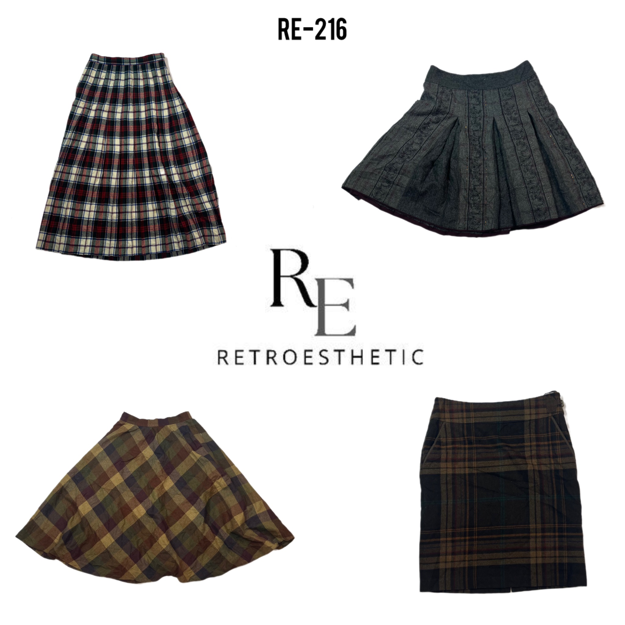 Y2K Checkered Wool Mix Skirts (RE-216)