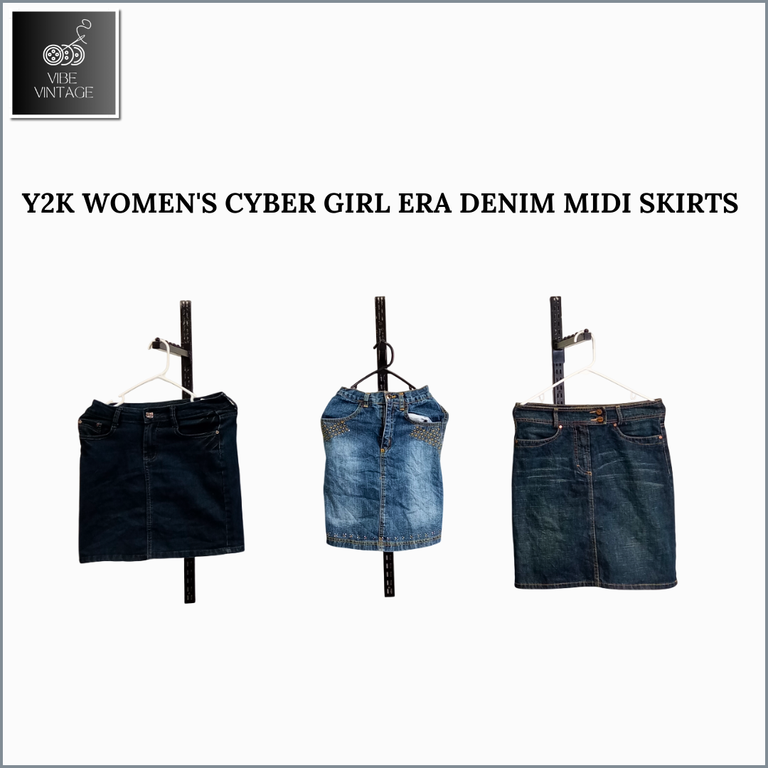 Y2K WOMEN'S CYBER GIRL ERA DENIM MIDI SKIRTS - 09 PCS