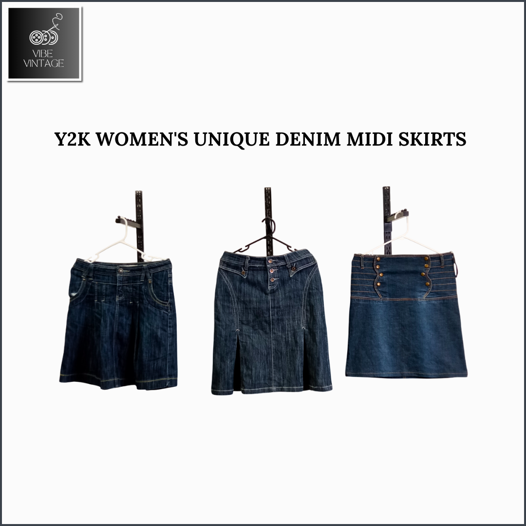 Y2K WOMEN'S UNIQUE DENIM MIDI SKIRTS - 08 PCS