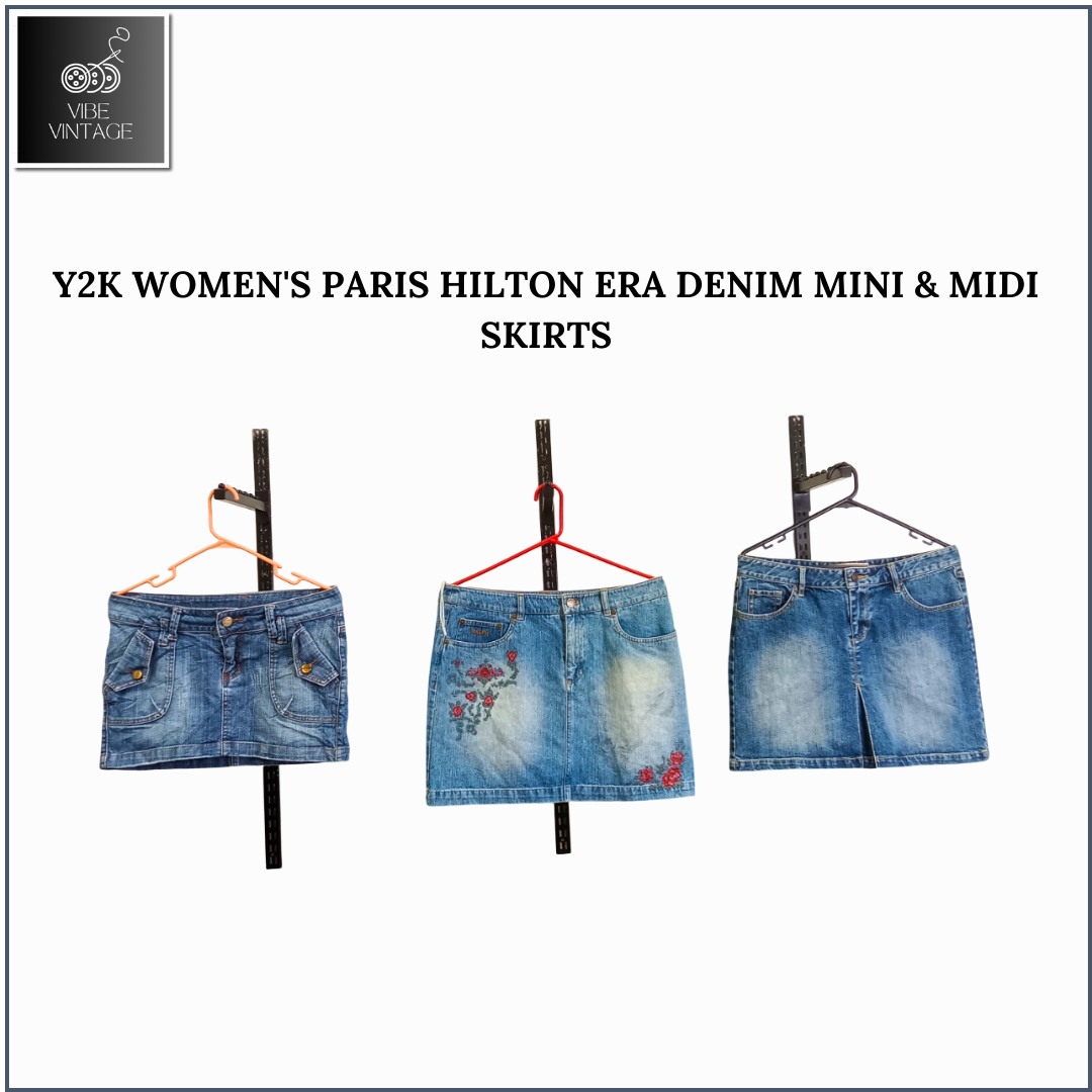 Y2K WOMEN'S PARIS HILTON ERA DENIM MINI & MIDI SKIRTS - 08 PCS