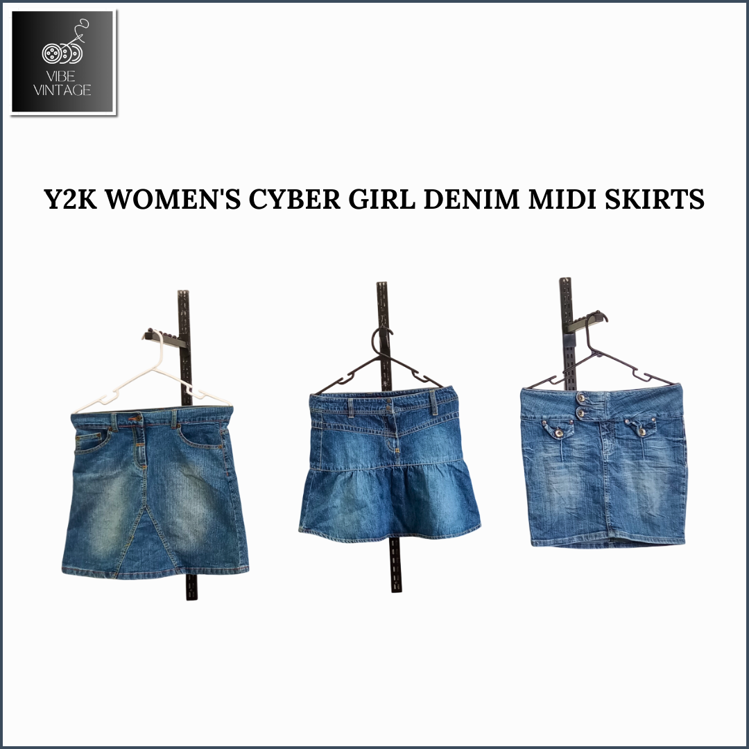 JUPES MIDI EN DENIM CYBER GIRL Y2K POUR FEMMES - 09 PCS