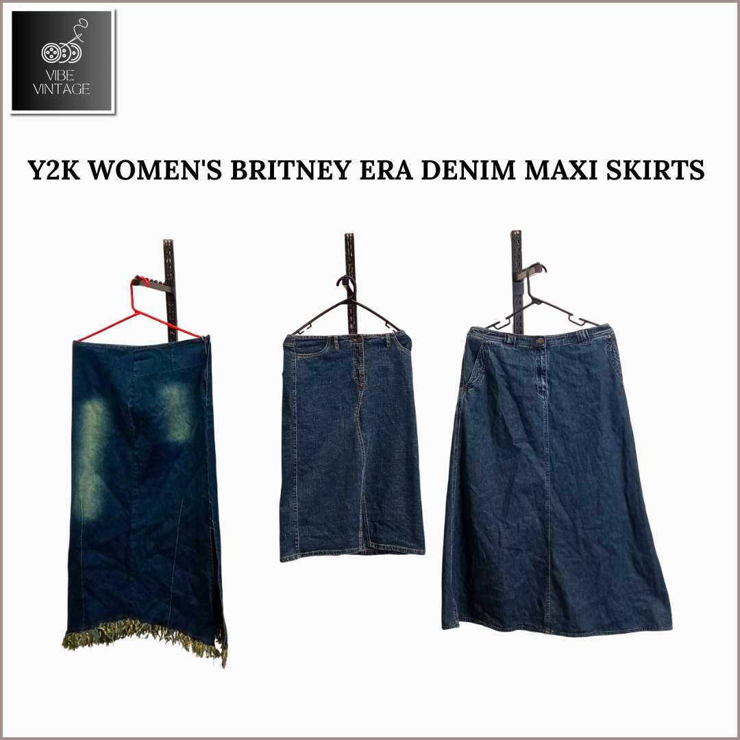 Y2K WOMEN'S BRITNEY ERA DENIM MAXI SKIRTS - 08 PCS