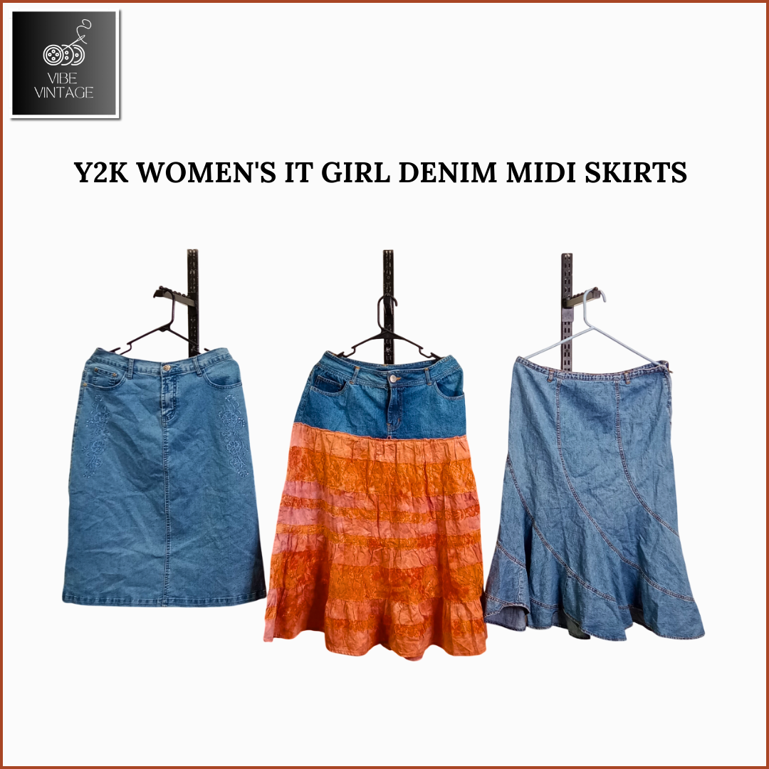 Y2K WOMEN'S IT GIRL DENIM MIDI SKIRTS - 08 PCS