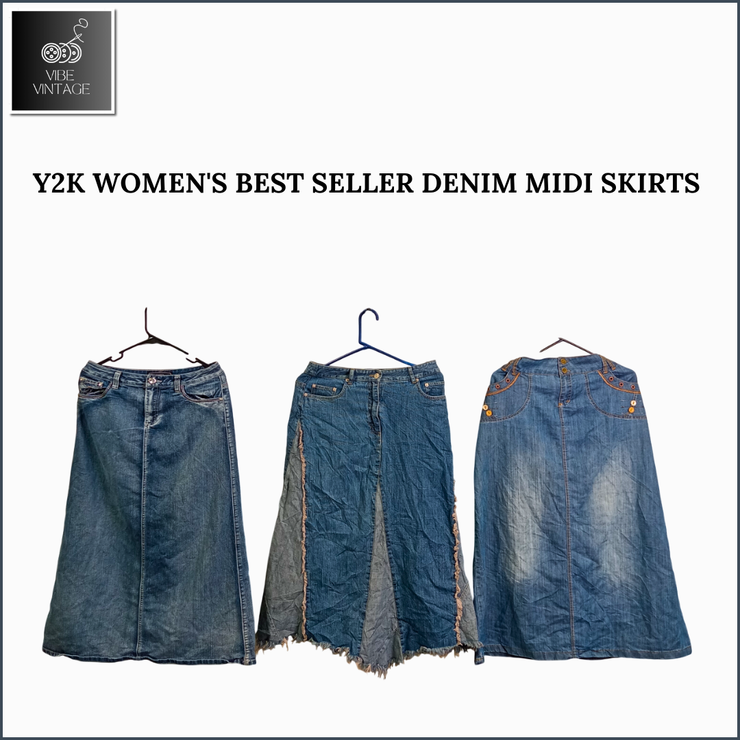 Y2K WOMEN'S BEST SELLER DENIM MIDI SKIRTS - 08 PCS