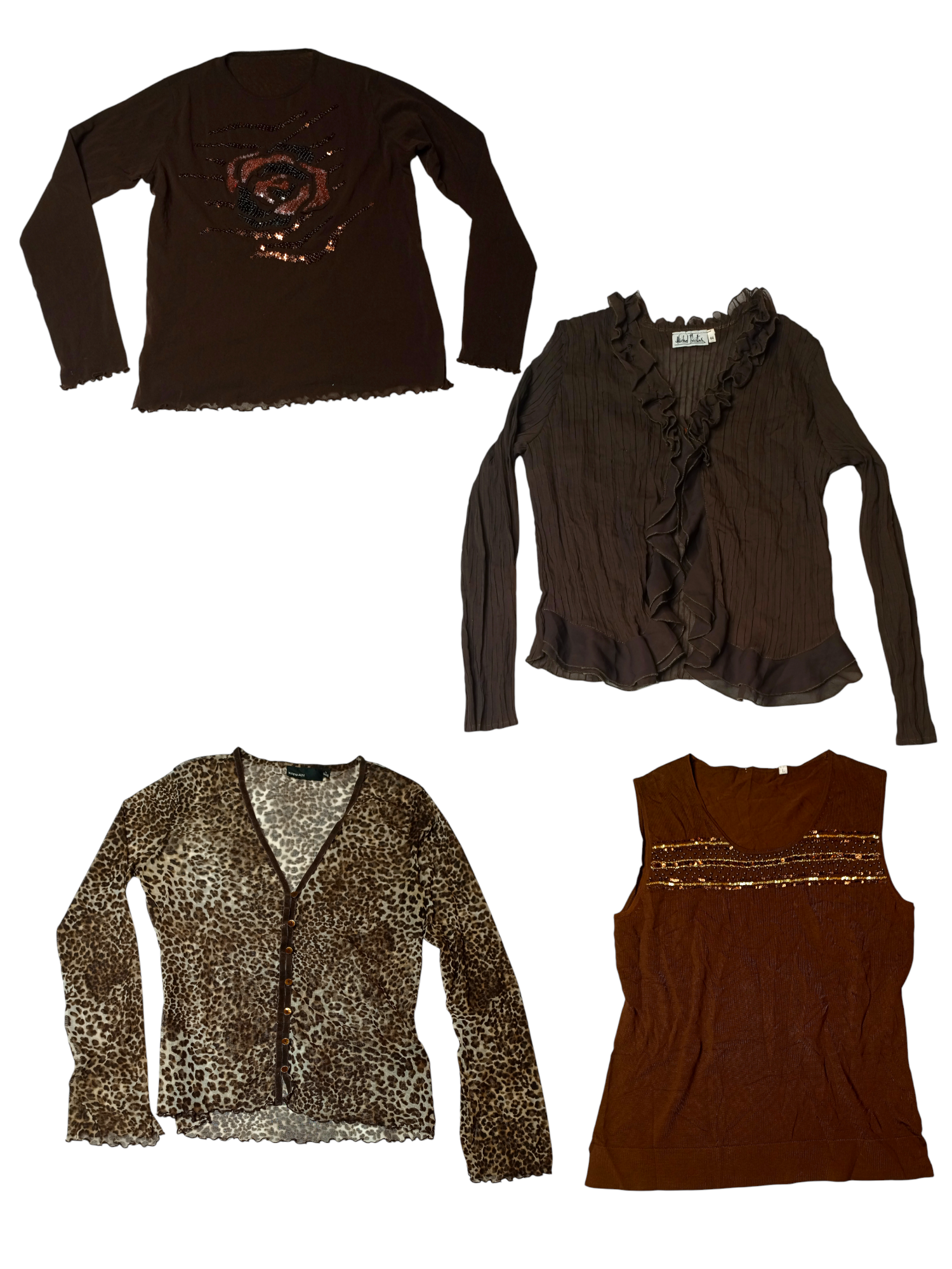 Y2K Burnt Brown Full Sleeve Tops (Ts-162)