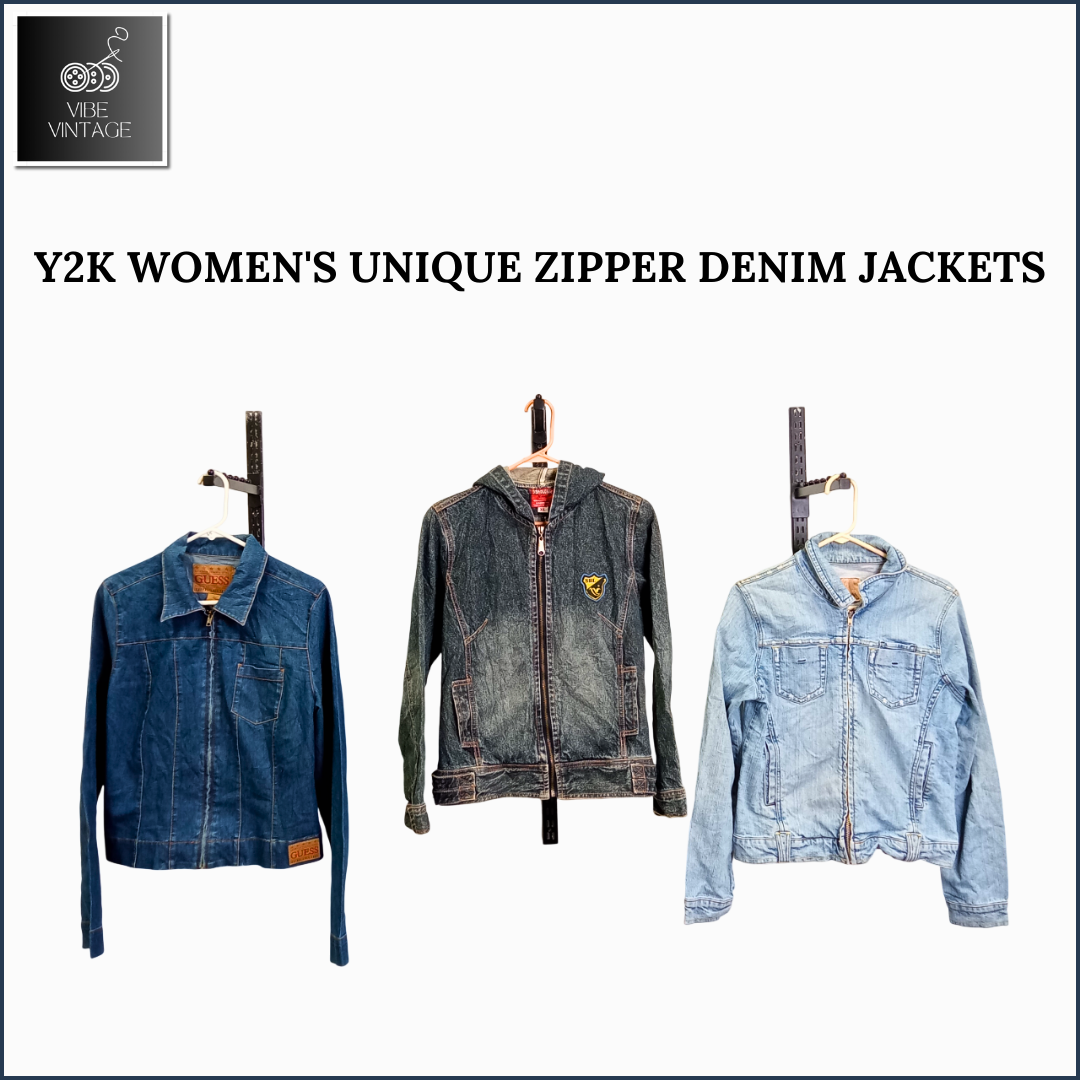 Y2K WOMEN'S UNIQUE ZIPPER DENIM JACKETS - 09 PCS