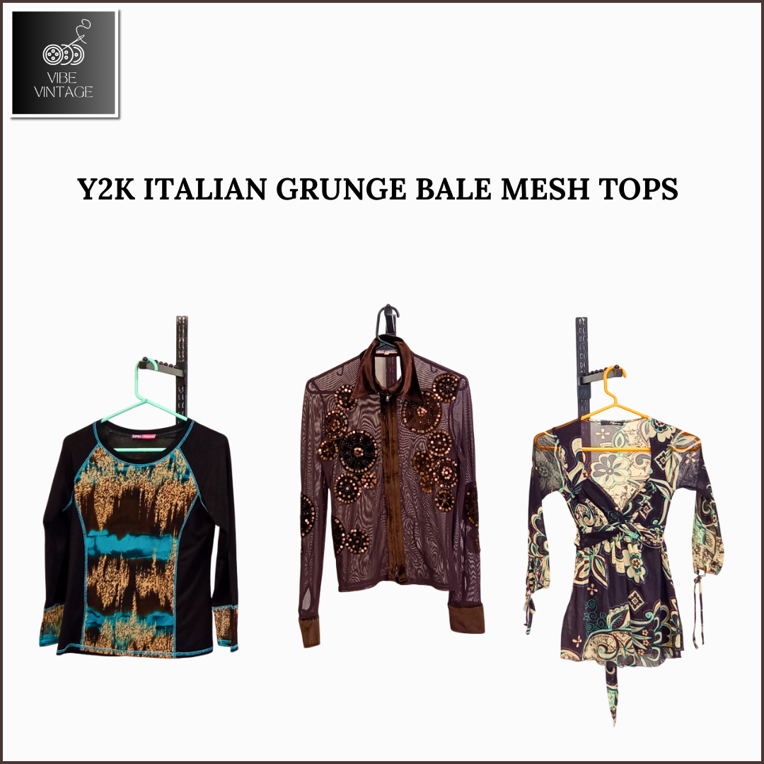 Y2K ITALIAN GRUNGE BALE MESH TOPS - 09 PCS