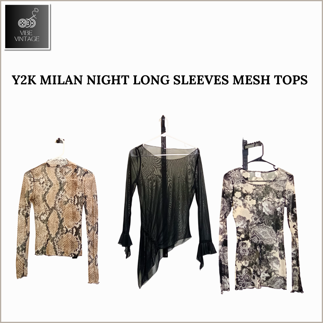 Y2K MILAN NIGHT LONG SLEEVES MESH TOPS - 10 PCS