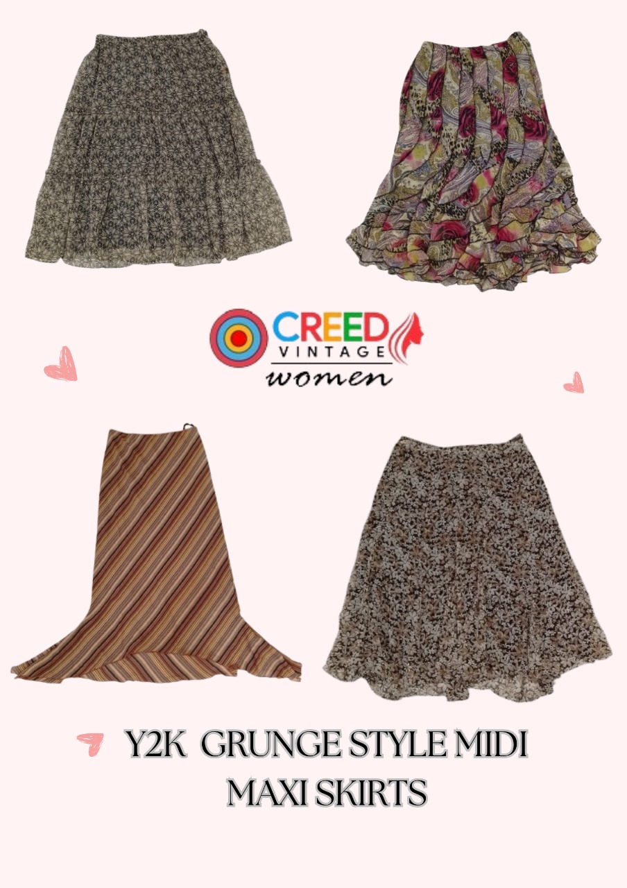 CR2966 Y2K Grunge Stil Middi Maxi Röcke - 8 Stück