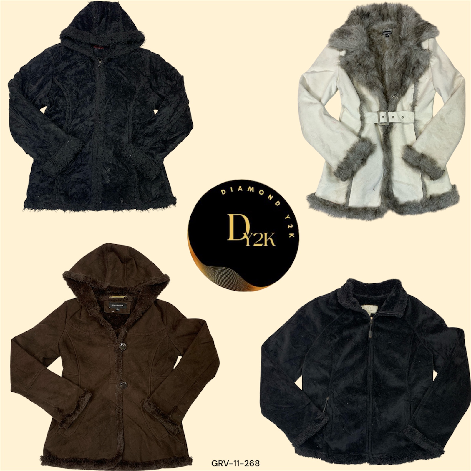 Y2K Glam Fleece-Fellmäntel – Vintage Winter Chic (GRV-11-268)