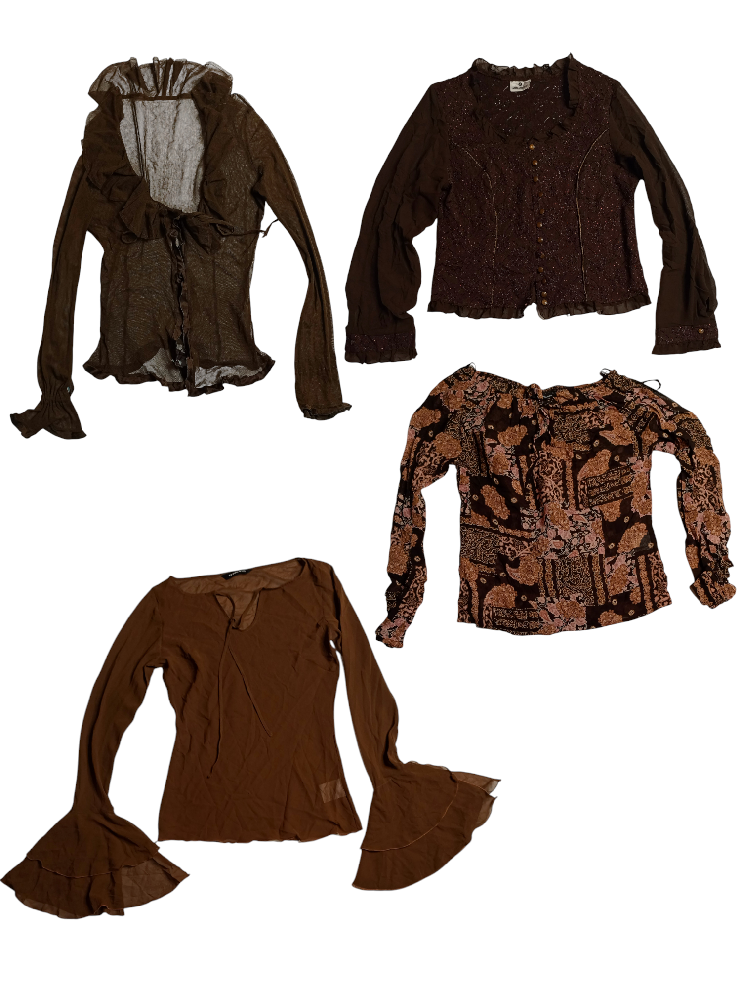 Y2K Boho Chic Brown Full sleeve Tops (Ts-164)