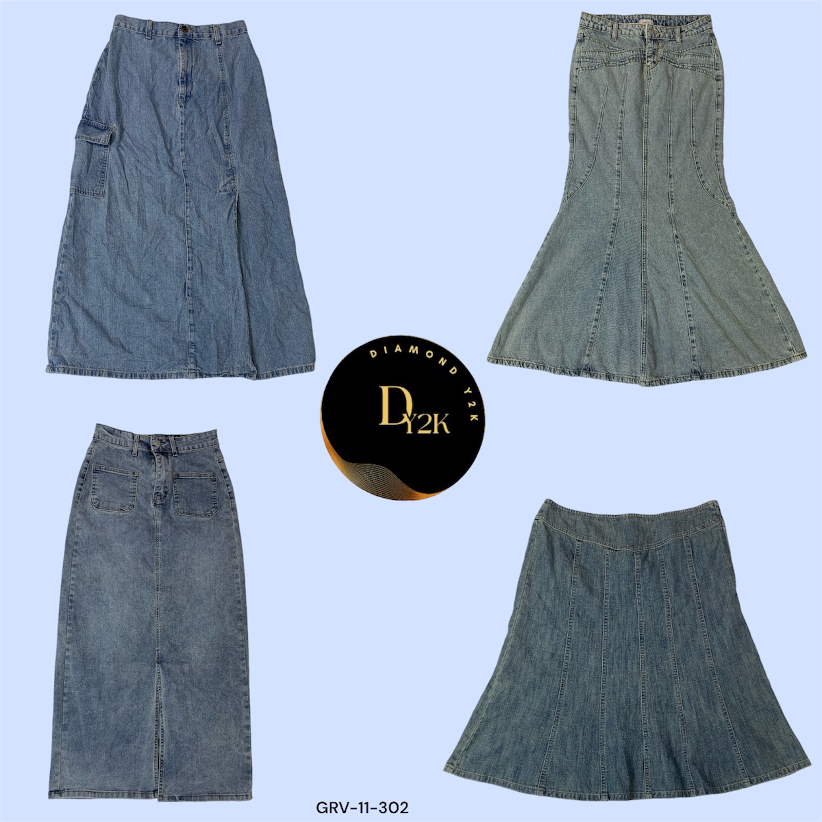 Y2K Era Denim Maxi Skirt - Classic Fit (GRV-11-302)