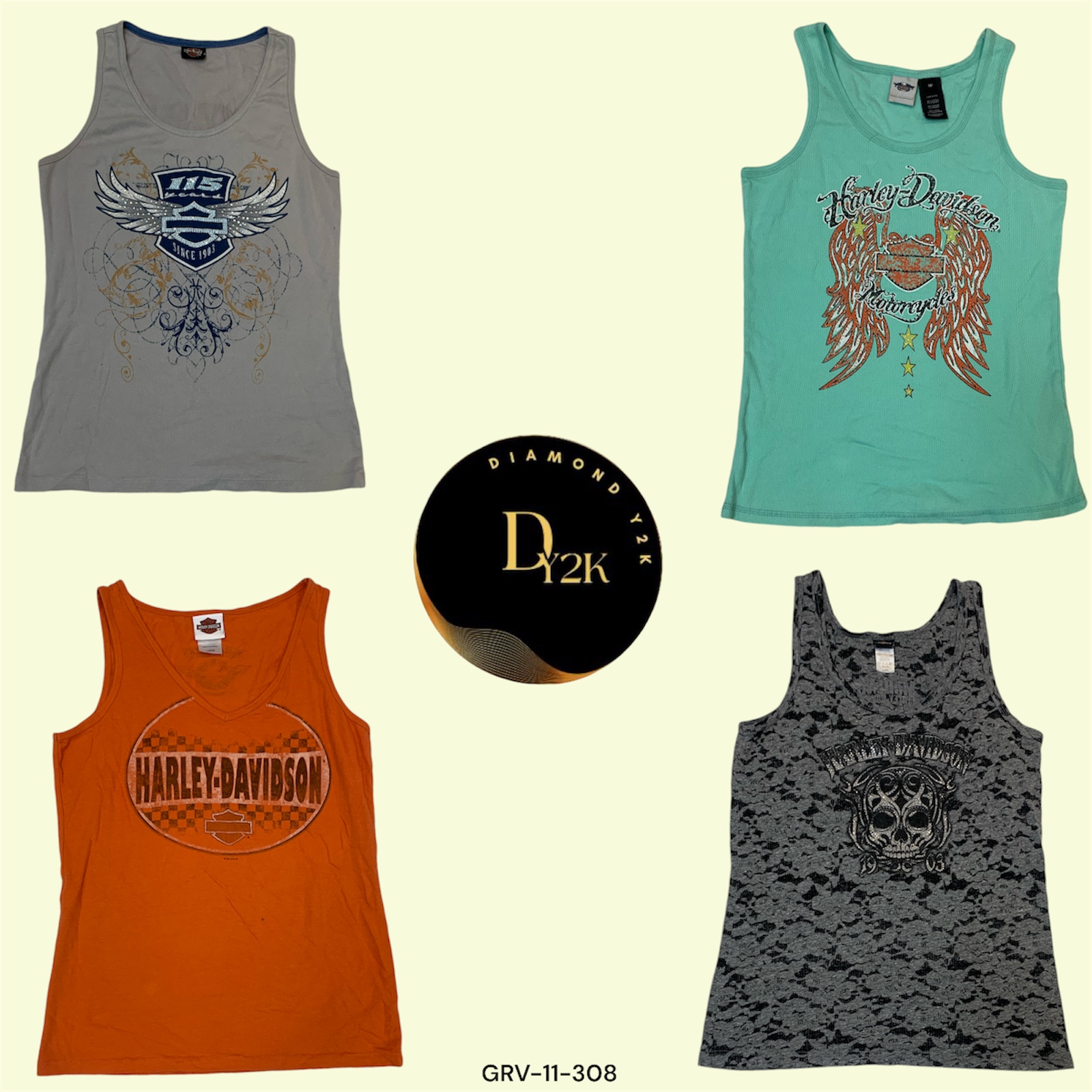 Y2K Harley Davidson Cropped Tanks – Retro Biker Chic (GRV-11-308)