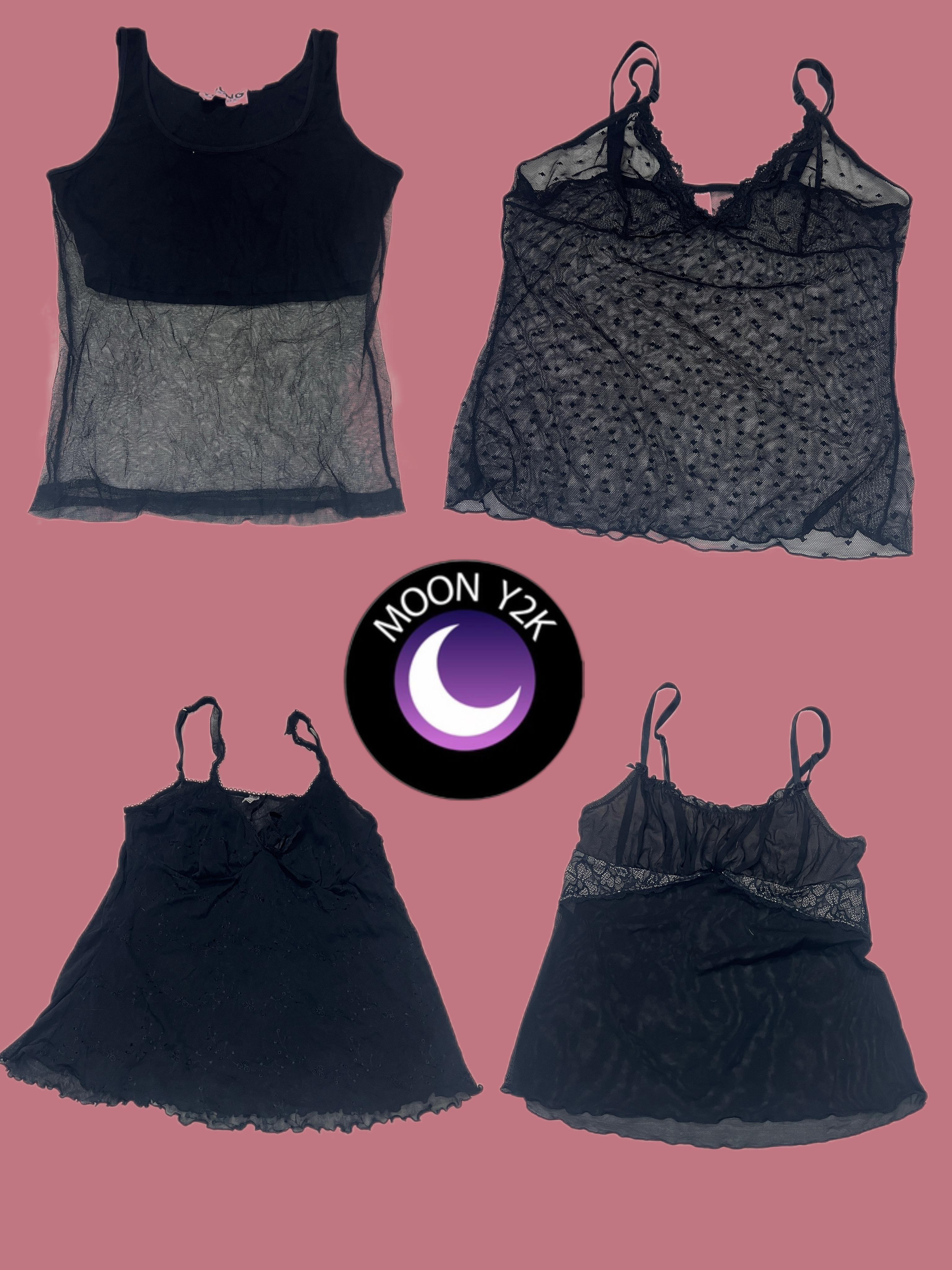 Y2k Gothic Black Mesh Cami Tops (A- 159)